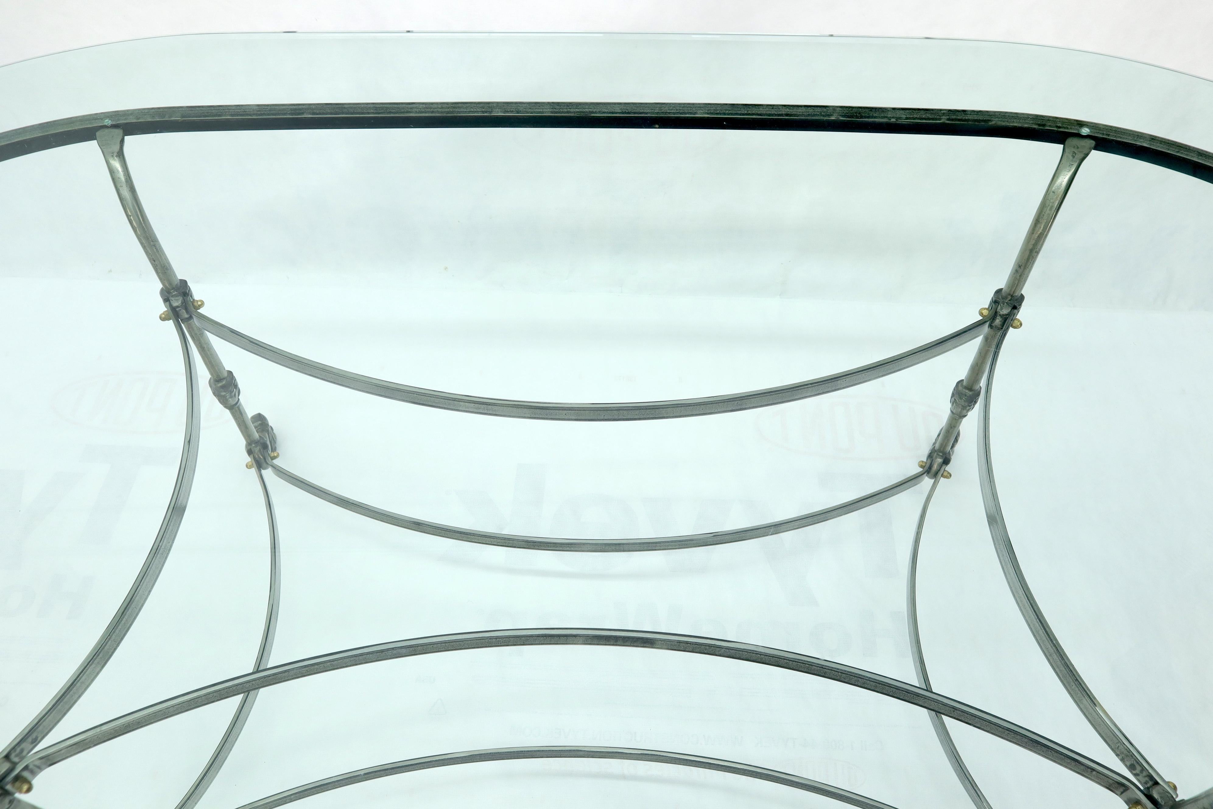 Large Glass Racetrack Oval Top Dining Table   2
