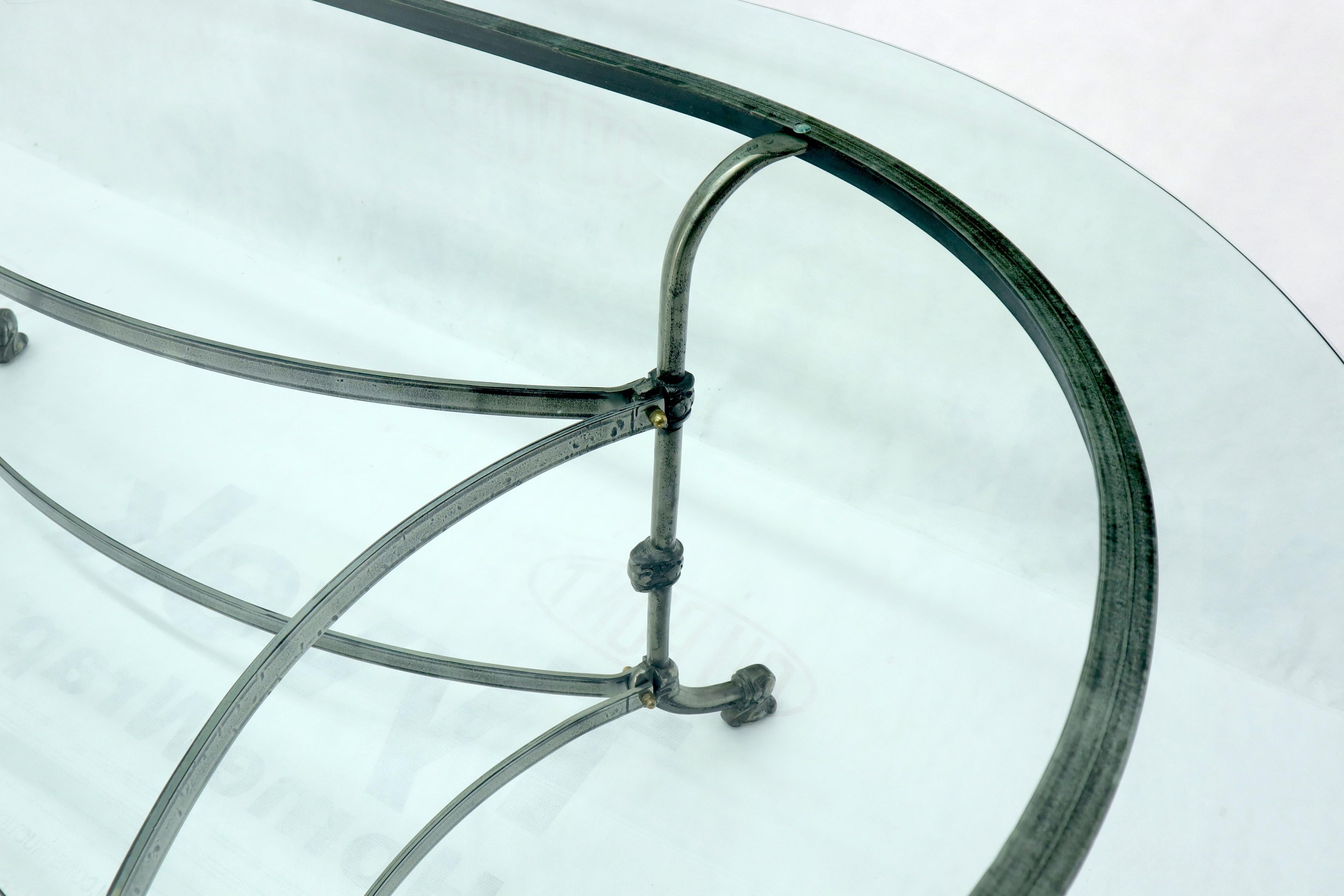 Large Glass Racetrack Oval Top Dining Table   3