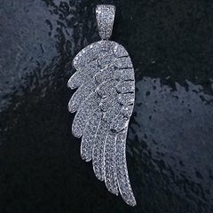 Large 3 5/8" Angel Wing Pendant 7.25ct Diamonds 14k White Gold 37.2g Mens Custom