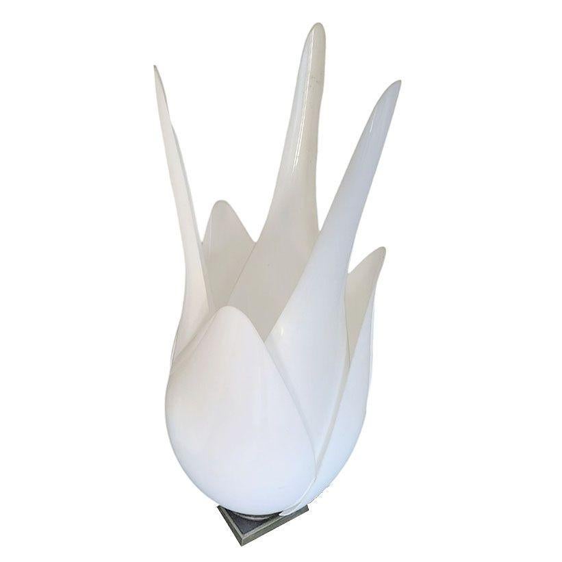 Gran Lámpara Tulipán Floriforme de 3' Pie de Acrílico y Latón by Rougier en Bastante bueno estado para la venta en Van Nuys, CA