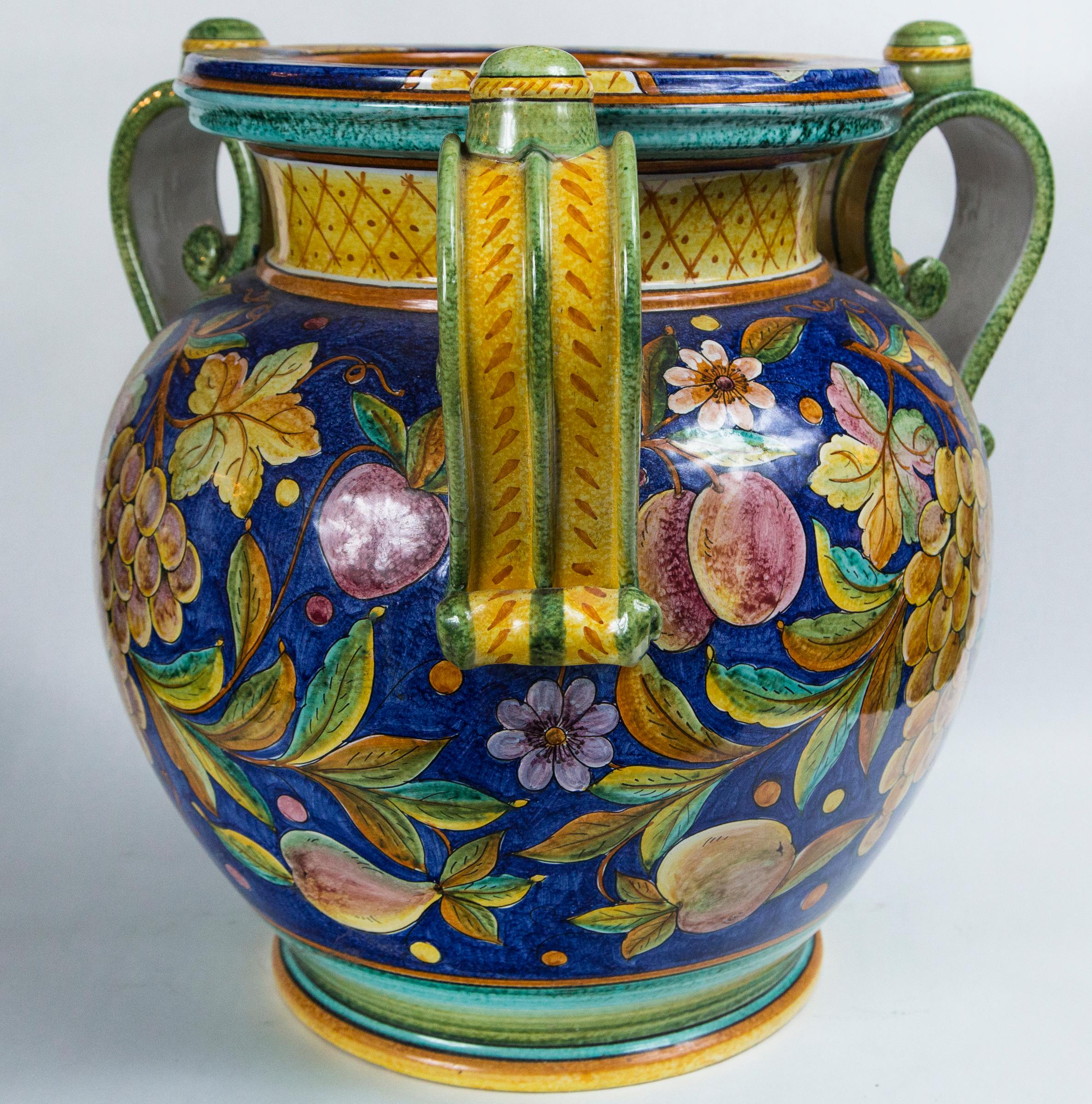 Large 3 Handle Majolica Jar For Sale 2