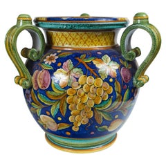 Antique Large 3 Handle Majolica Jar