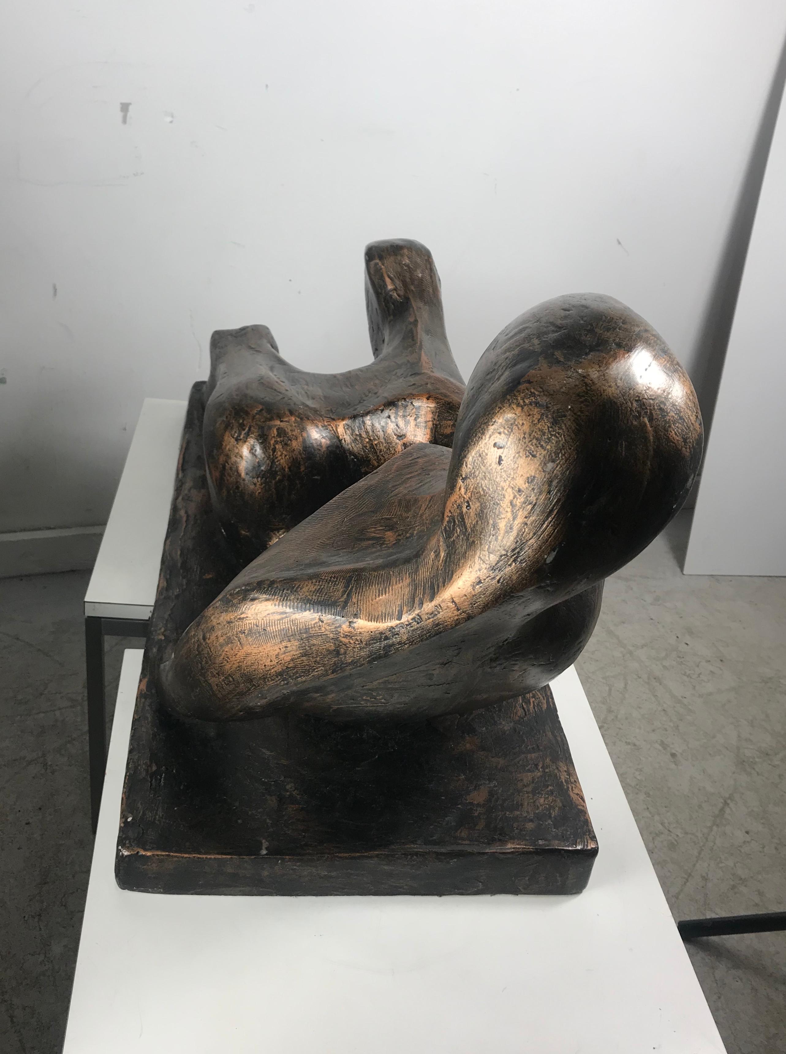 American Large Modernist Reclining Figure, Bronzed Resin in the Manner of Henry Moore