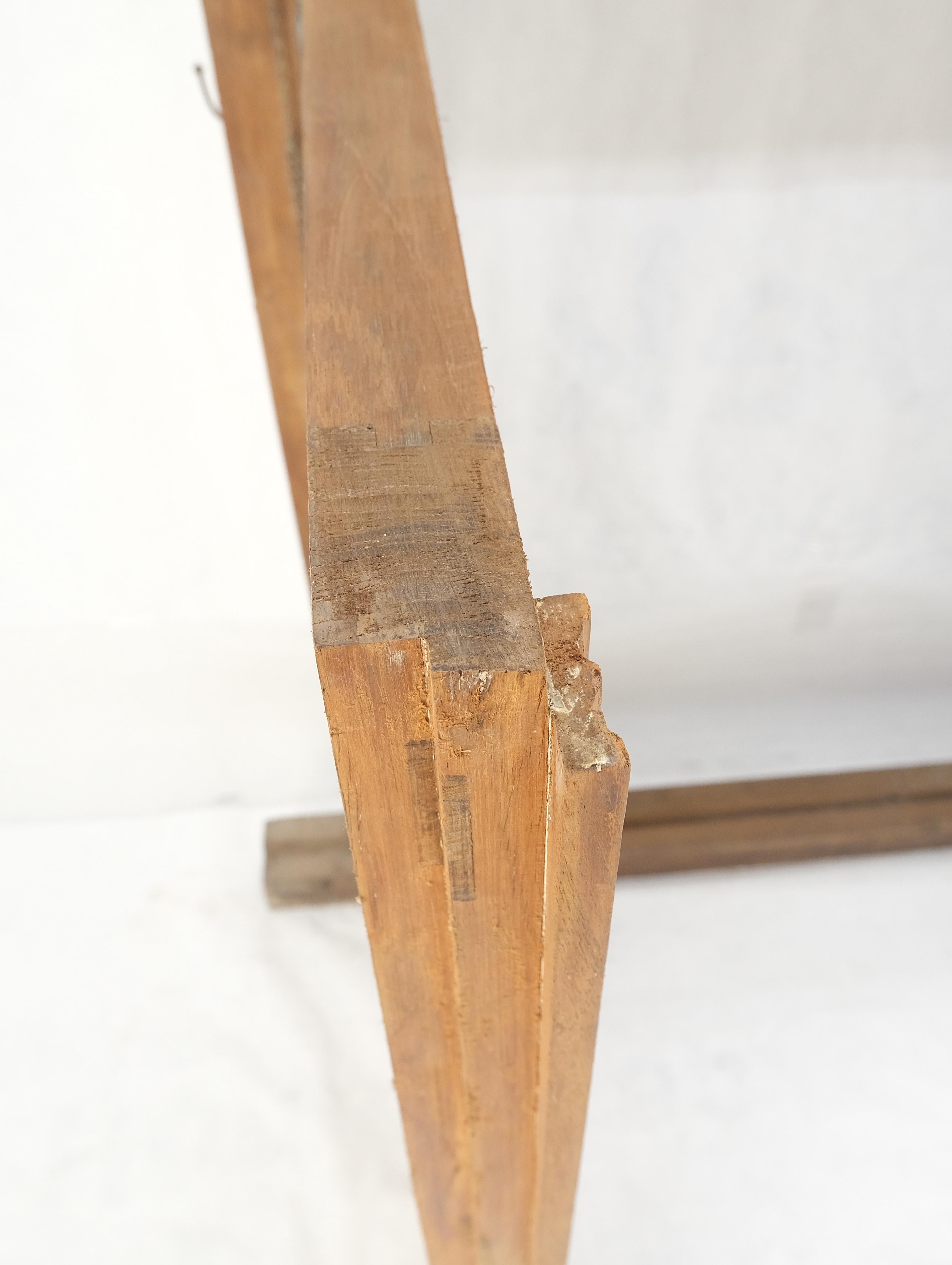 Large 3 Panel Leaded Stain Glass Antique Solid Teak Frame Window OLD For Sale 12