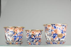 Large 3# Set 20th Century Imari Porcelain Planter Flowers Dame Au Parasol