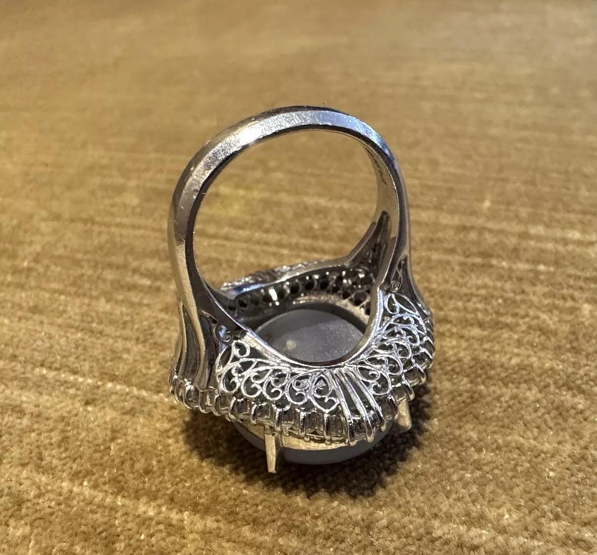 Large 30 carat Natural Star Sapphire and Diamond Ballerina Ring in Platinum In Excellent Condition For Sale In La Jolla, CA