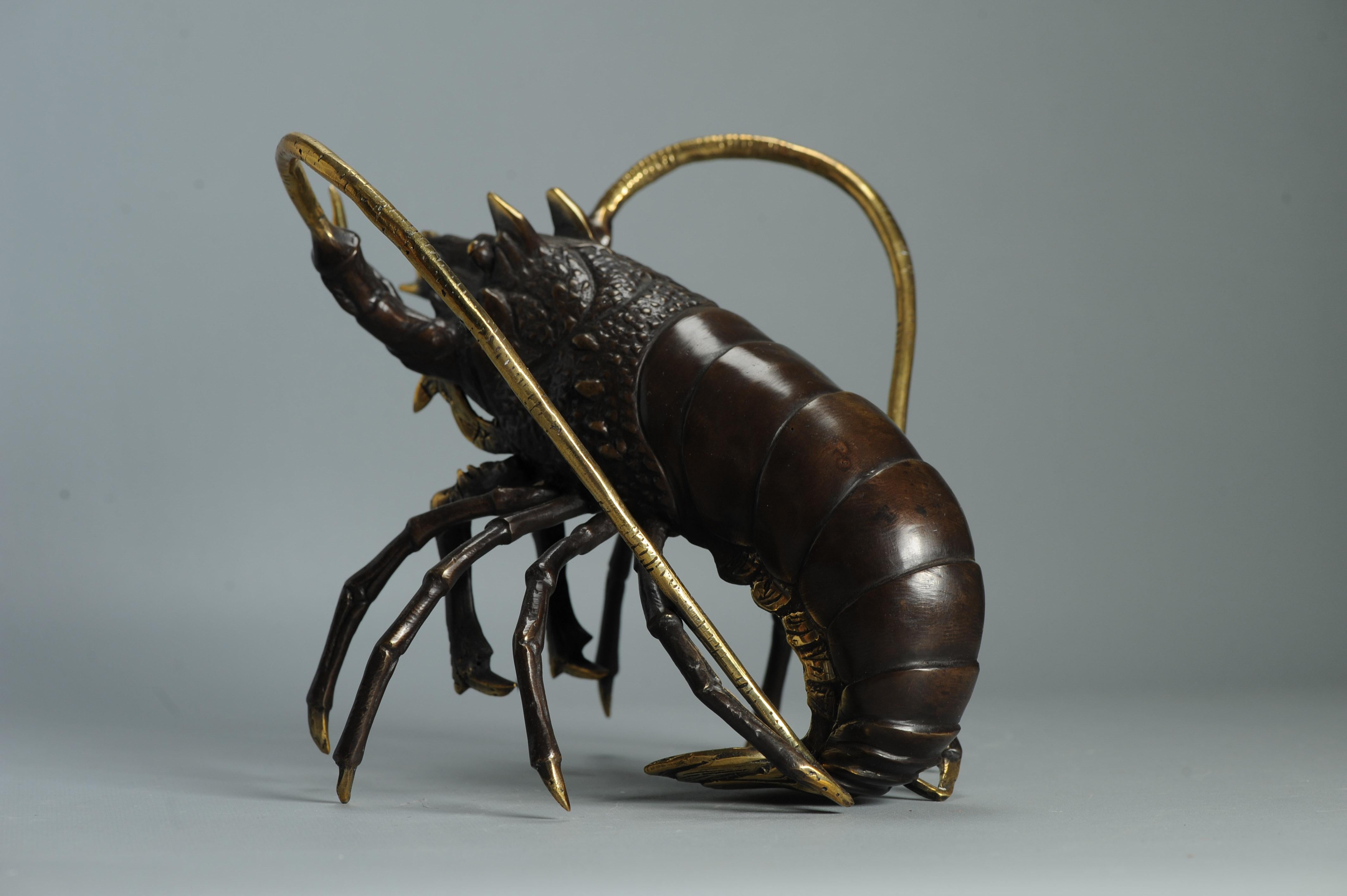 Große 30 cm Showa Periode Bronze Japanischer Hummer Okimono Statue Japan (20. Jahrhundert) im Angebot