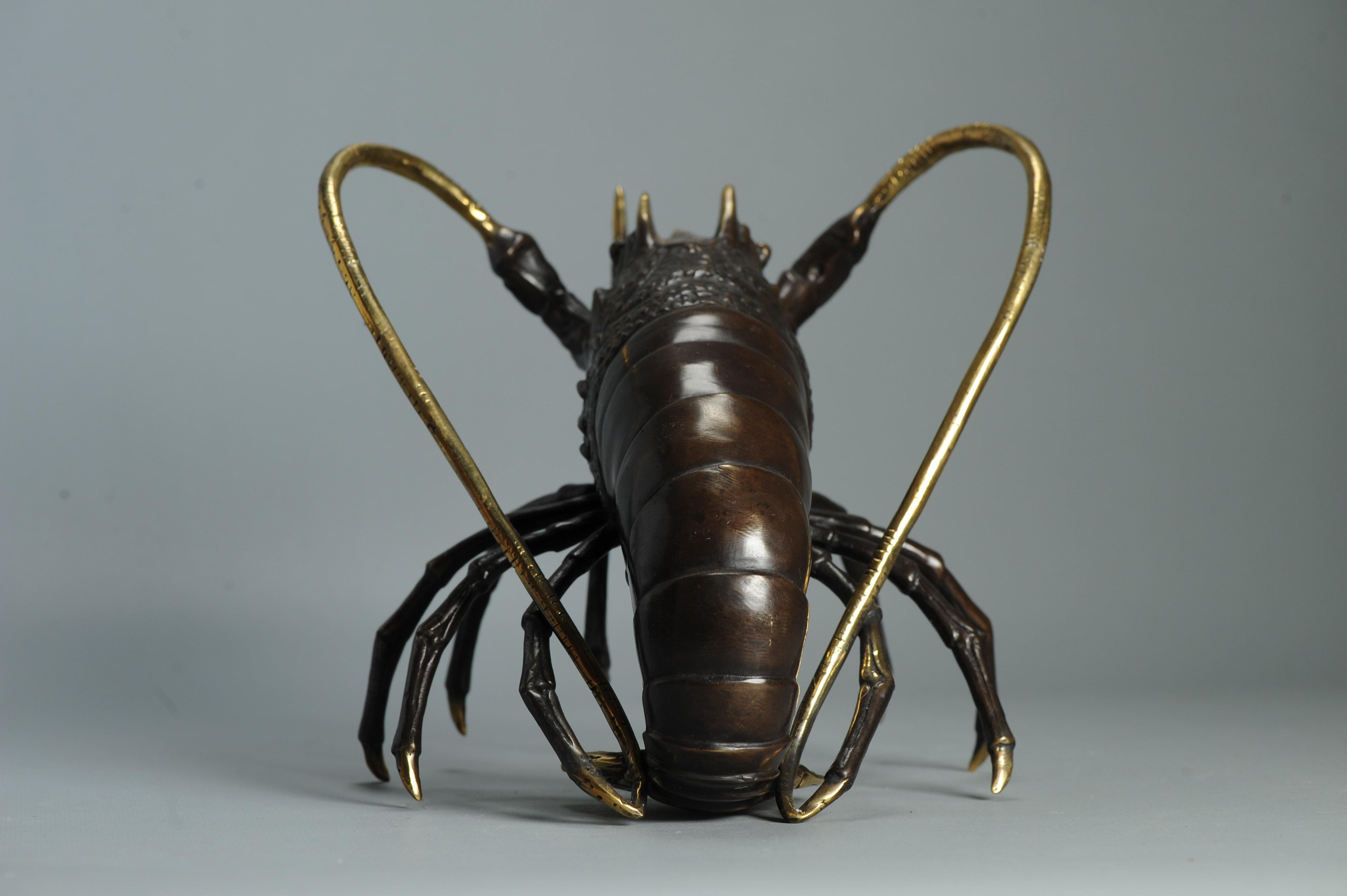 Große 30 cm Showa Periode Bronze Japanischer Hummer Okimono Statue Japan (Porzellan) im Angebot