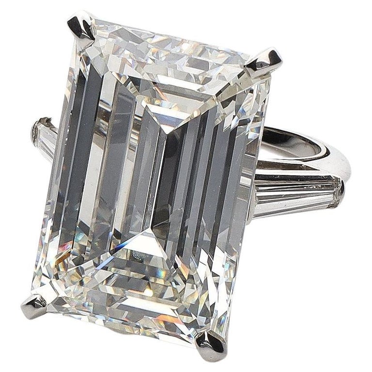 Large 30.47 Carat GIA Certified Emerald Cut Diamond Ring For Sale at ...