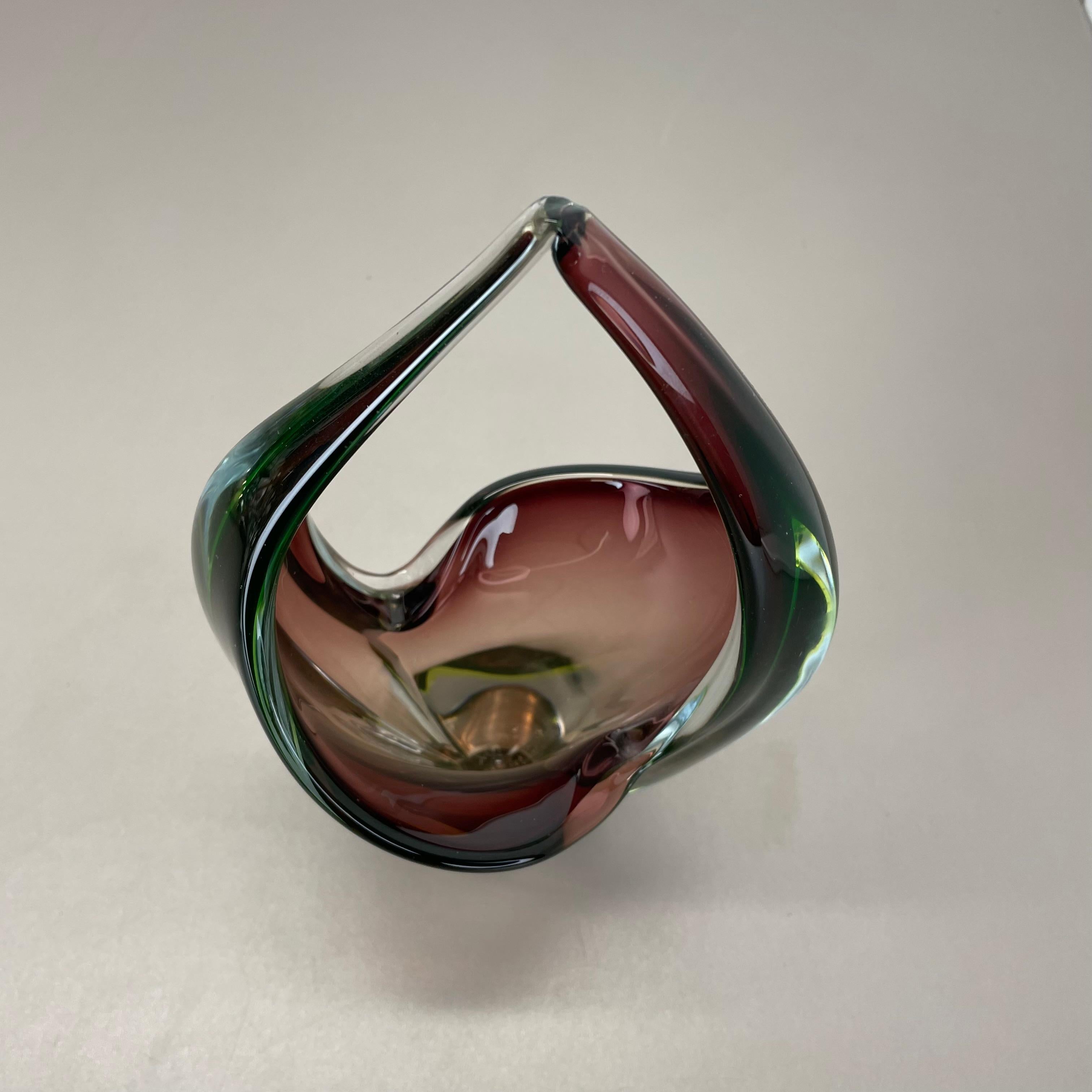 Große 30cm 1,9kg Glaselement-Schale aus Muranoglas von Flavio Poli zugeschrieben, Murano, Italien, 1970er Jahre im Angebot 4