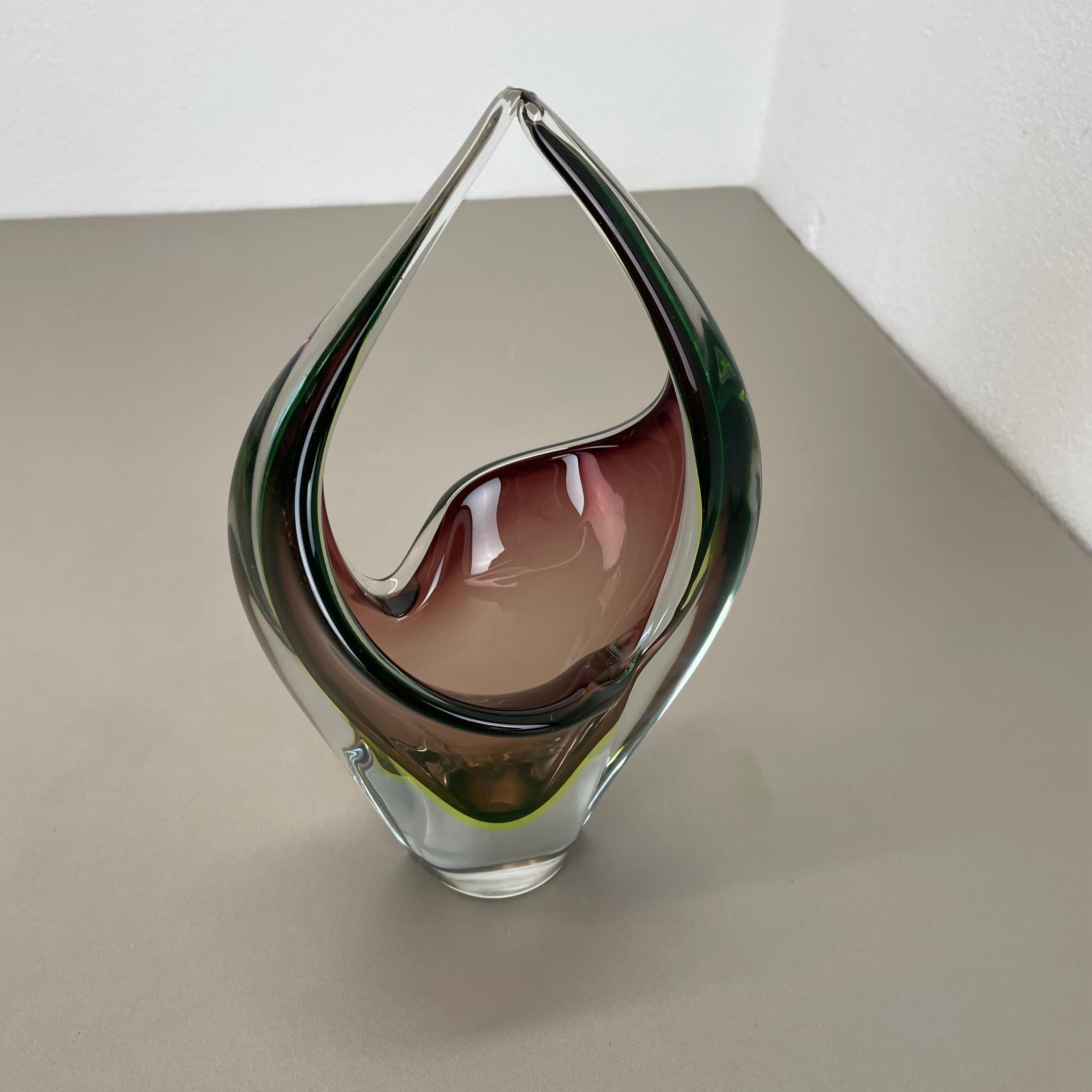 Große 30cm 1,9kg Glaselement-Schale aus Muranoglas von Flavio Poli zugeschrieben, Murano, Italien, 1970er Jahre im Angebot 5