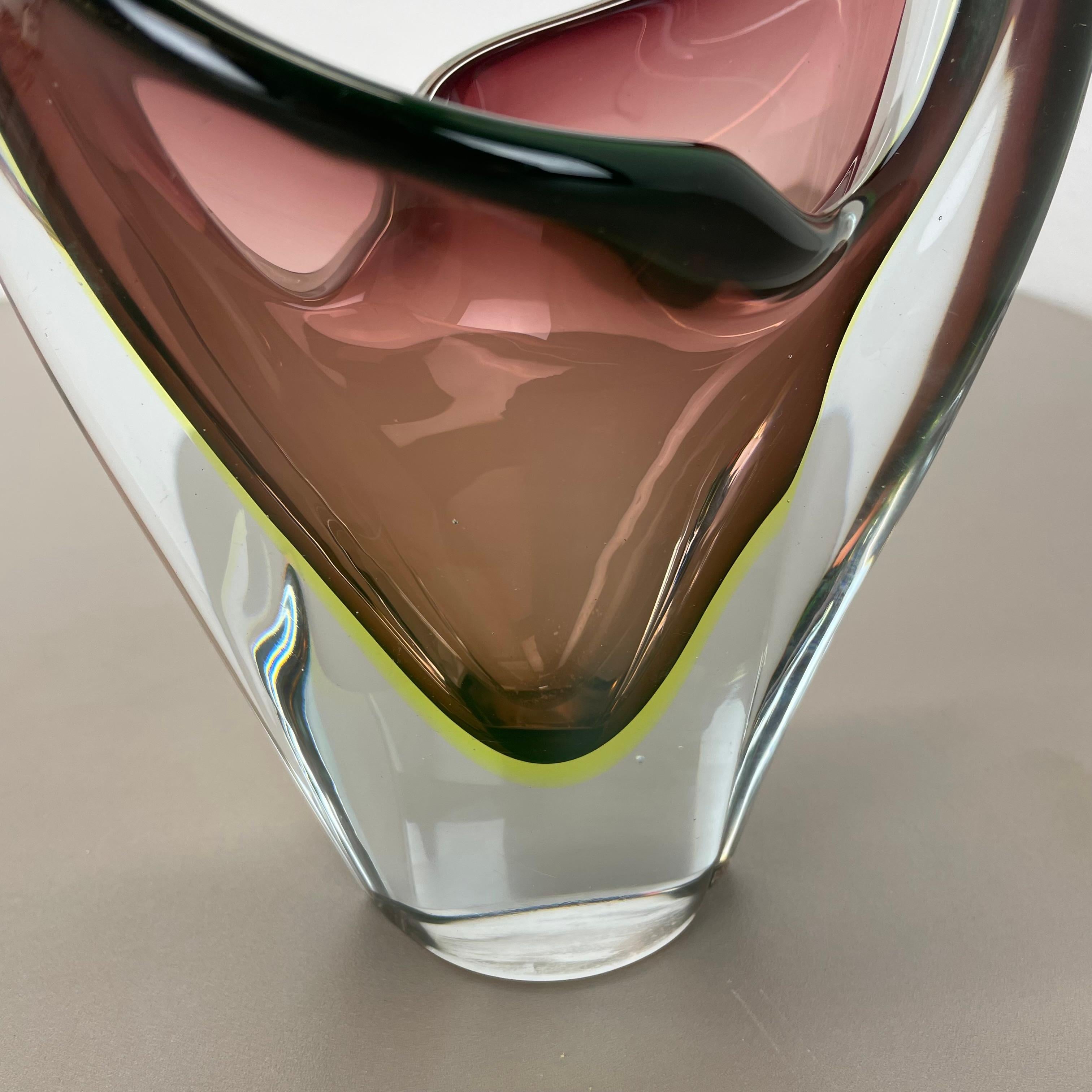 Große 30cm 1,9kg Glaselement-Schale aus Muranoglas von Flavio Poli zugeschrieben, Murano, Italien, 1970er Jahre im Angebot 6
