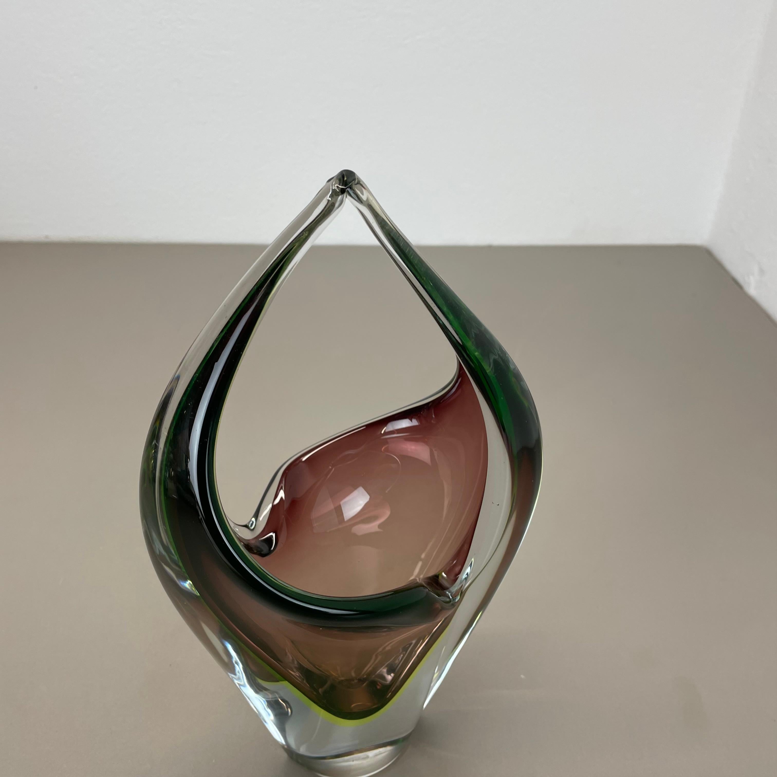 Große 30cm 1,9kg Glaselement-Schale aus Muranoglas von Flavio Poli zugeschrieben, Murano, Italien, 1970er Jahre im Angebot 8
