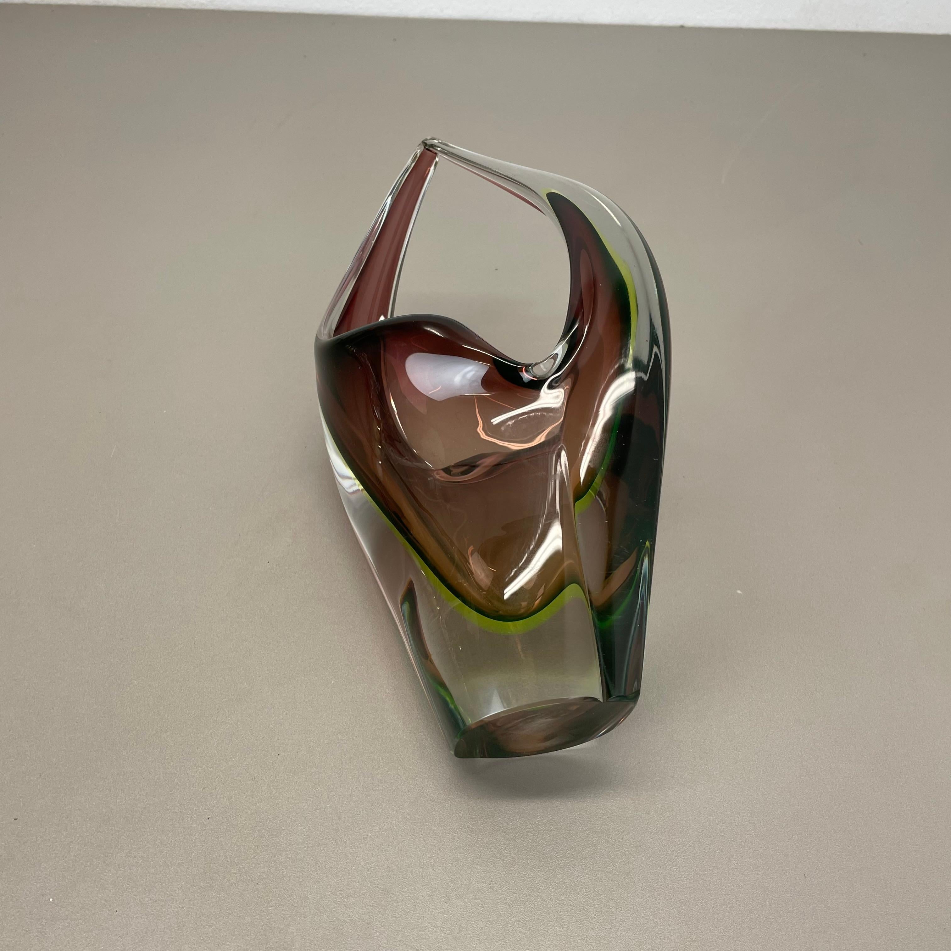 Große 30cm 1,9kg Glaselement-Schale aus Muranoglas von Flavio Poli zugeschrieben, Murano, Italien, 1970er Jahre im Angebot 10