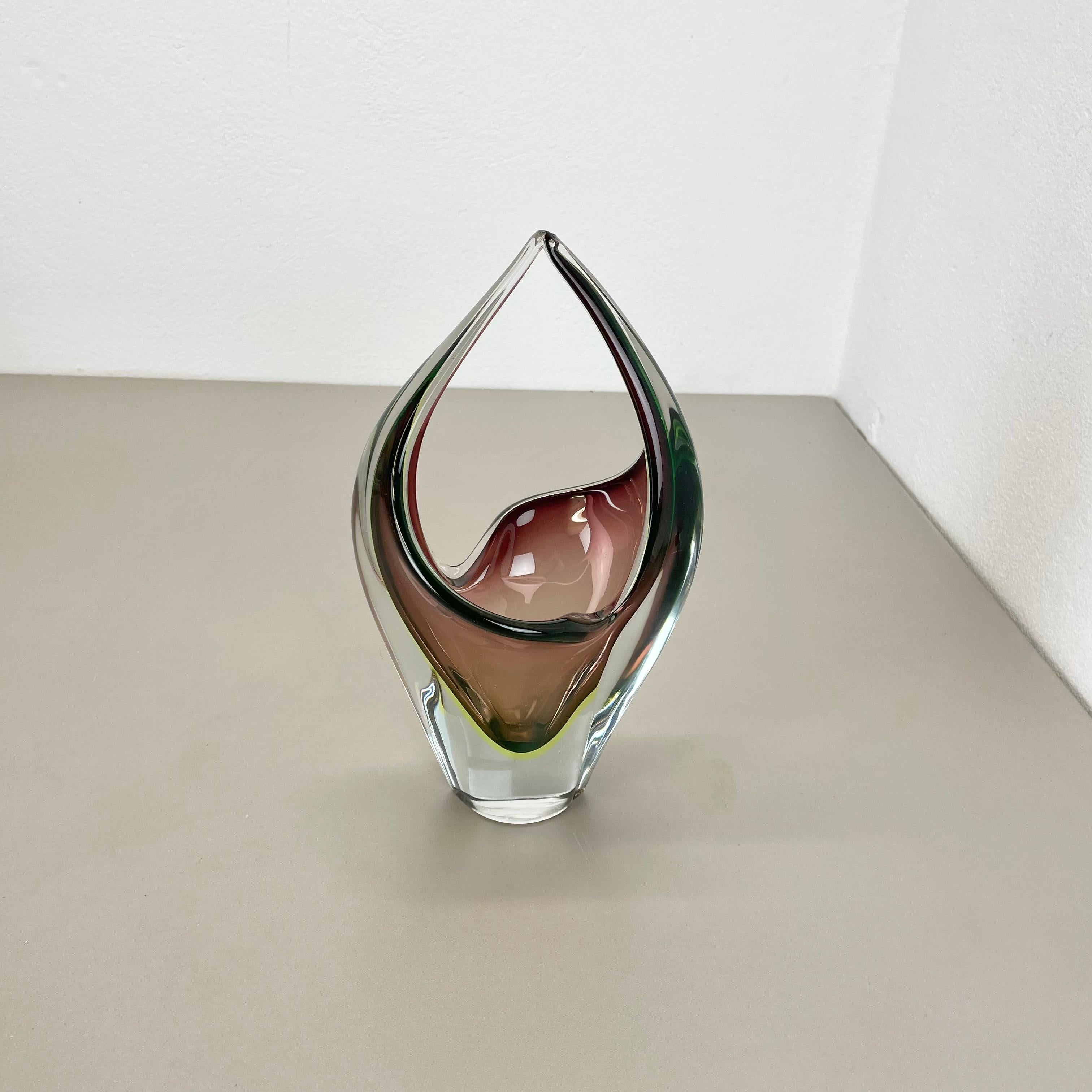 Große 30cm 1,9kg Glaselement-Schale aus Muranoglas von Flavio Poli zugeschrieben, Murano, Italien, 1970er Jahre (Moderne der Mitte des Jahrhunderts) im Angebot
