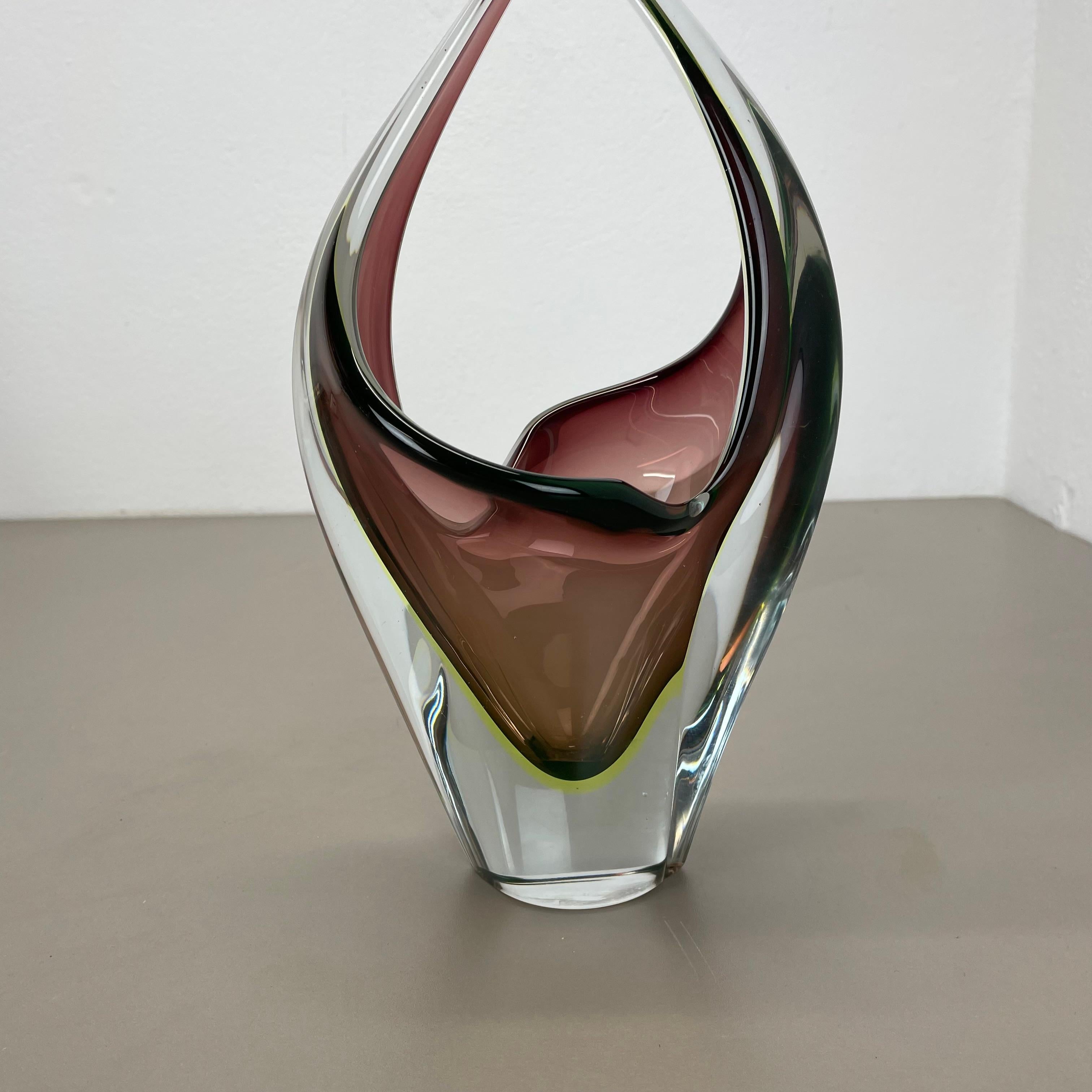 Große 30cm 1,9kg Glaselement-Schale aus Muranoglas von Flavio Poli zugeschrieben, Murano, Italien, 1970er Jahre (Italienisch) im Angebot