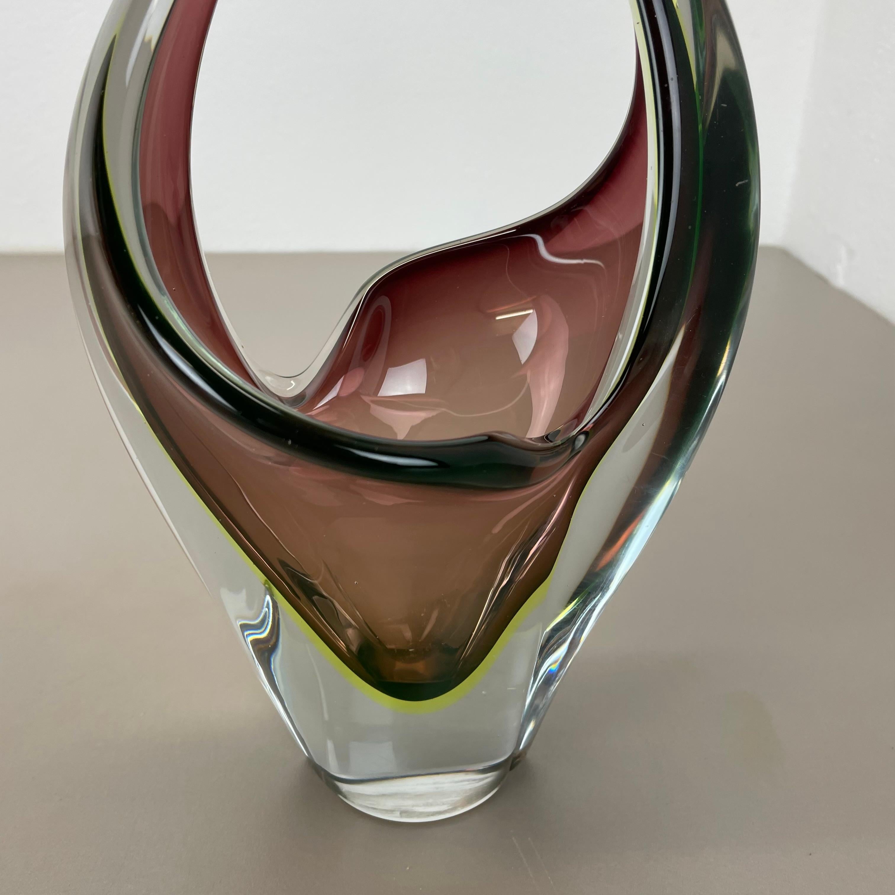 Große 30cm 1,9kg Glaselement-Schale aus Muranoglas von Flavio Poli zugeschrieben, Murano, Italien, 1970er Jahre im Zustand „Gut“ im Angebot in Kirchlengern, DE