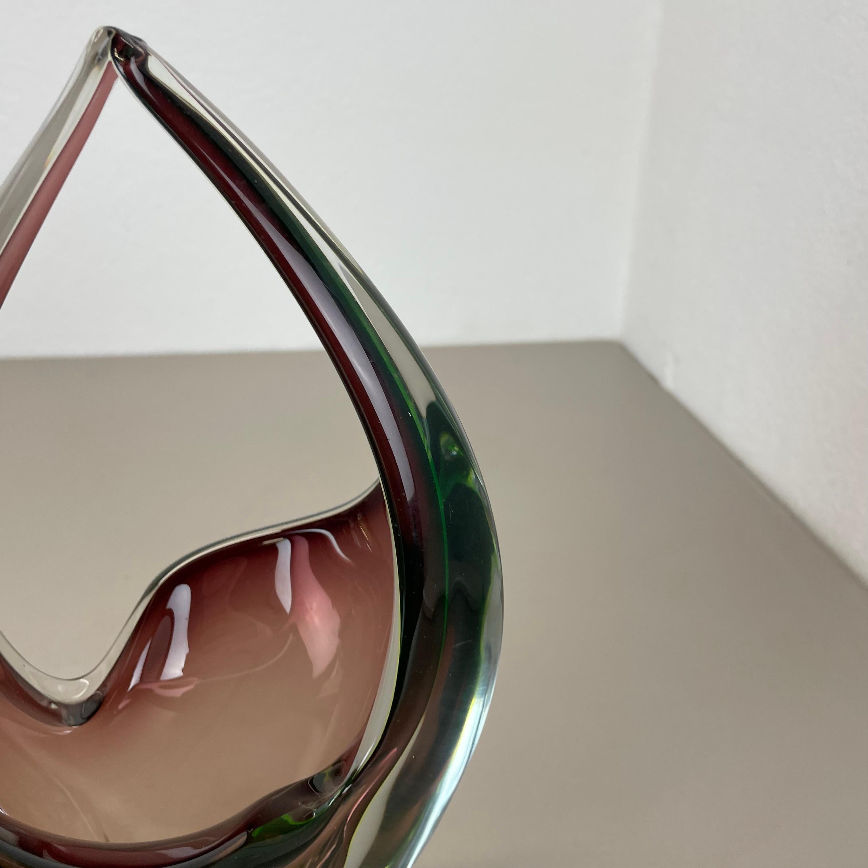 Große 30cm 1,9kg Glaselement-Schale aus Muranoglas von Flavio Poli zugeschrieben, Murano, Italien, 1970er Jahre im Angebot 1