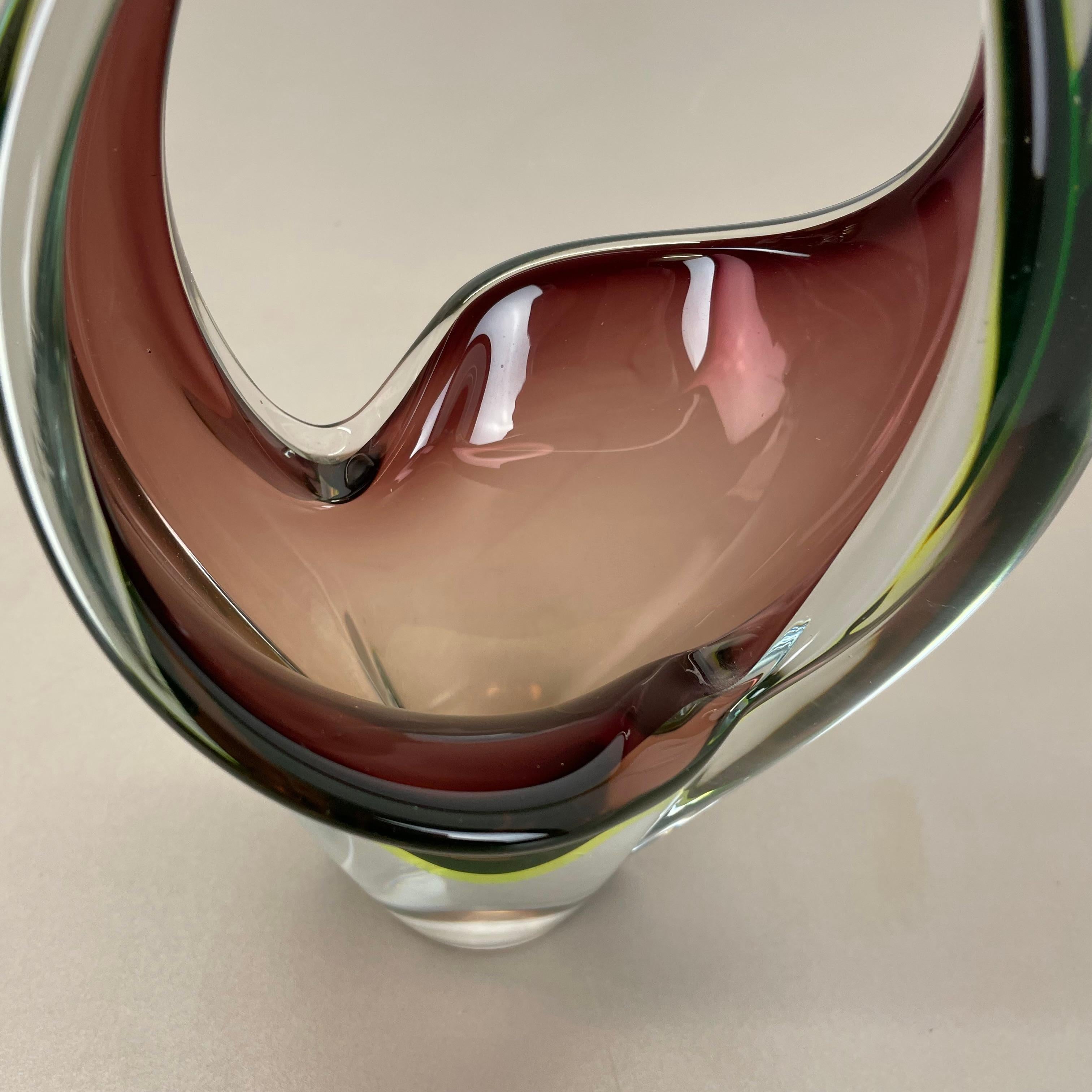 Große 30cm 1,9kg Glaselement-Schale aus Muranoglas von Flavio Poli zugeschrieben, Murano, Italien, 1970er Jahre im Angebot 2