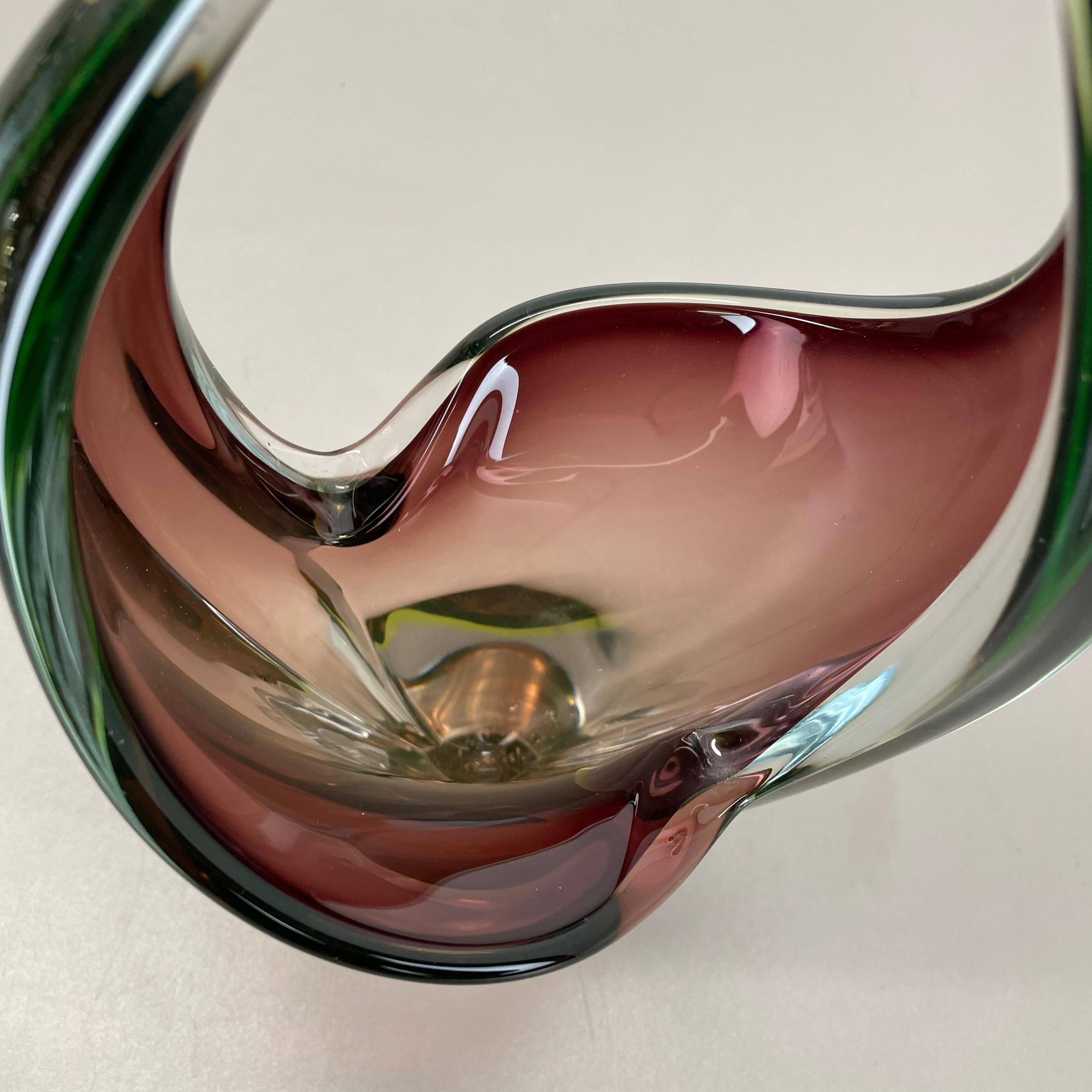 Große 30cm 1,9kg Glaselement-Schale aus Muranoglas von Flavio Poli zugeschrieben, Murano, Italien, 1970er Jahre im Angebot 3