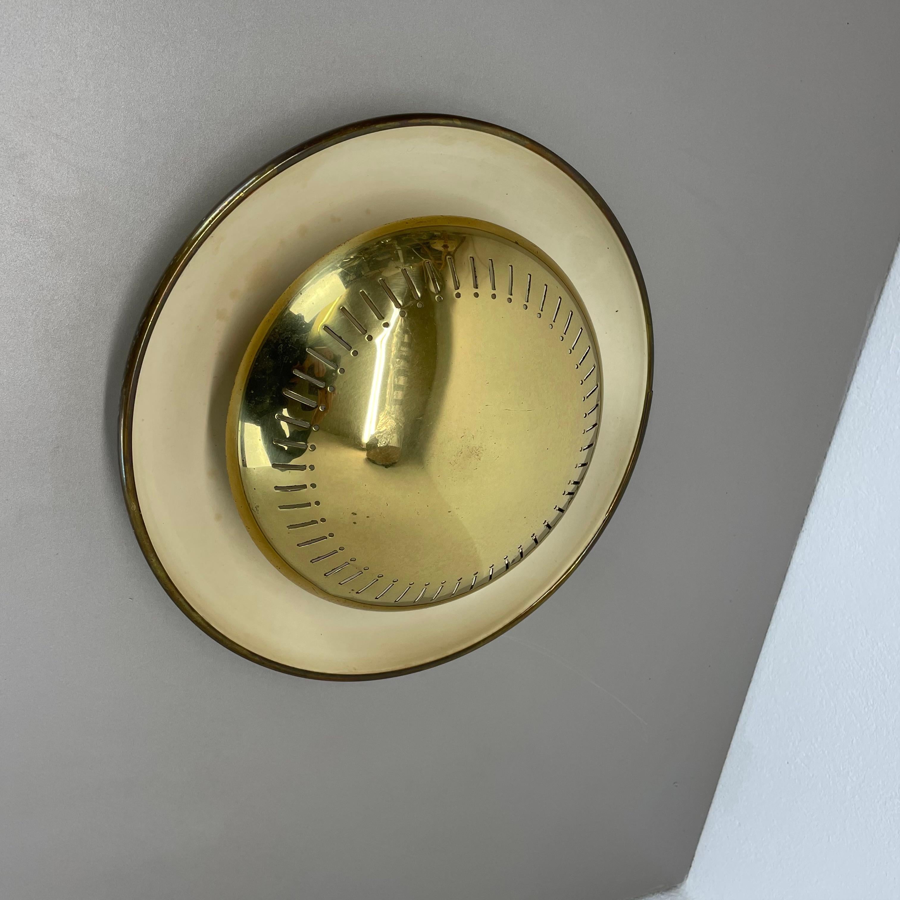 Large 30cm Brass Italian Sarfatti Style Theatre Wall Ceiling Light, Italy 1950s For Sale 4