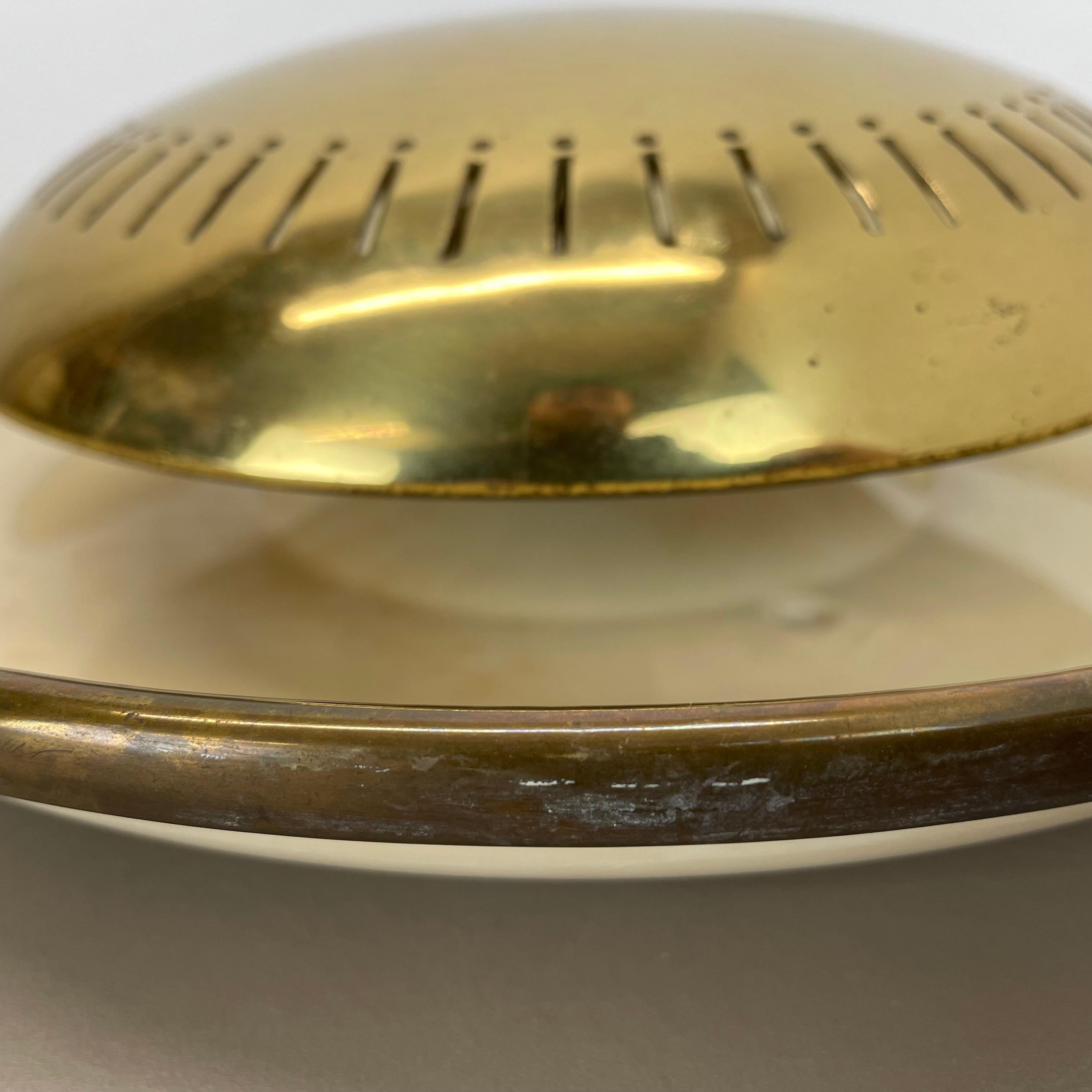 Large 30cm Brass Italian Sarfatti Style Theatre Wall Ceiling Light, Italy 1950s For Sale 5