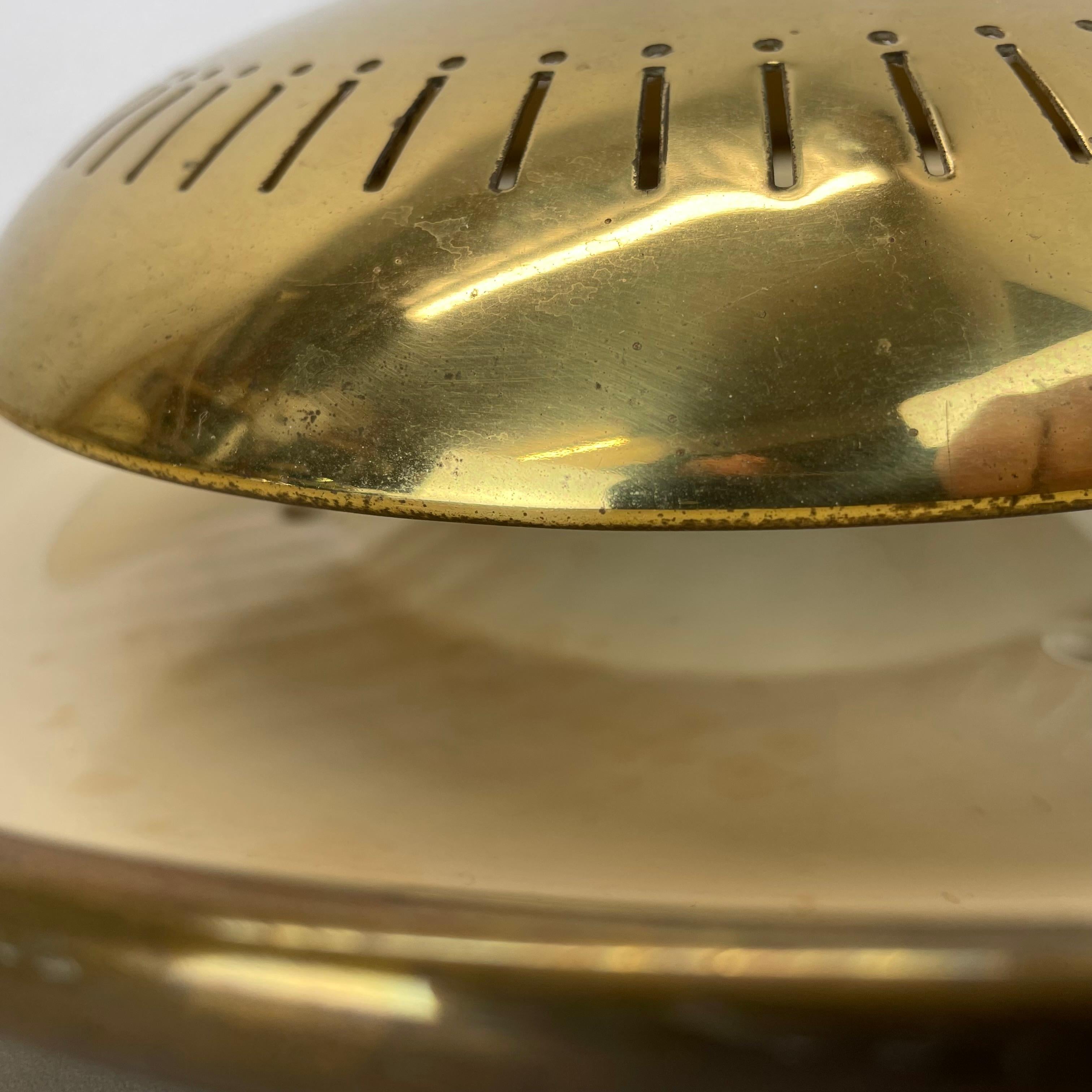 Large 30cm Brass Italian Sarfatti Style Theatre Wall Ceiling Light, Italy 1950s For Sale 8