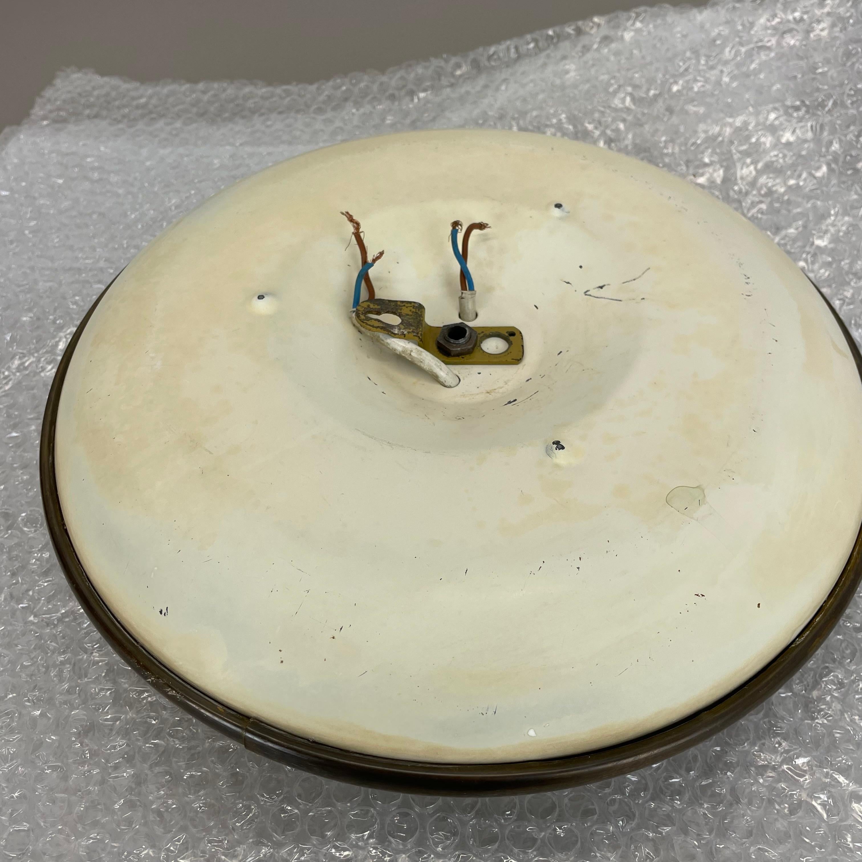 Large 30cm Brass Italian Sarfatti Style Theatre Wall Ceiling Light, Italy 1950s For Sale 10