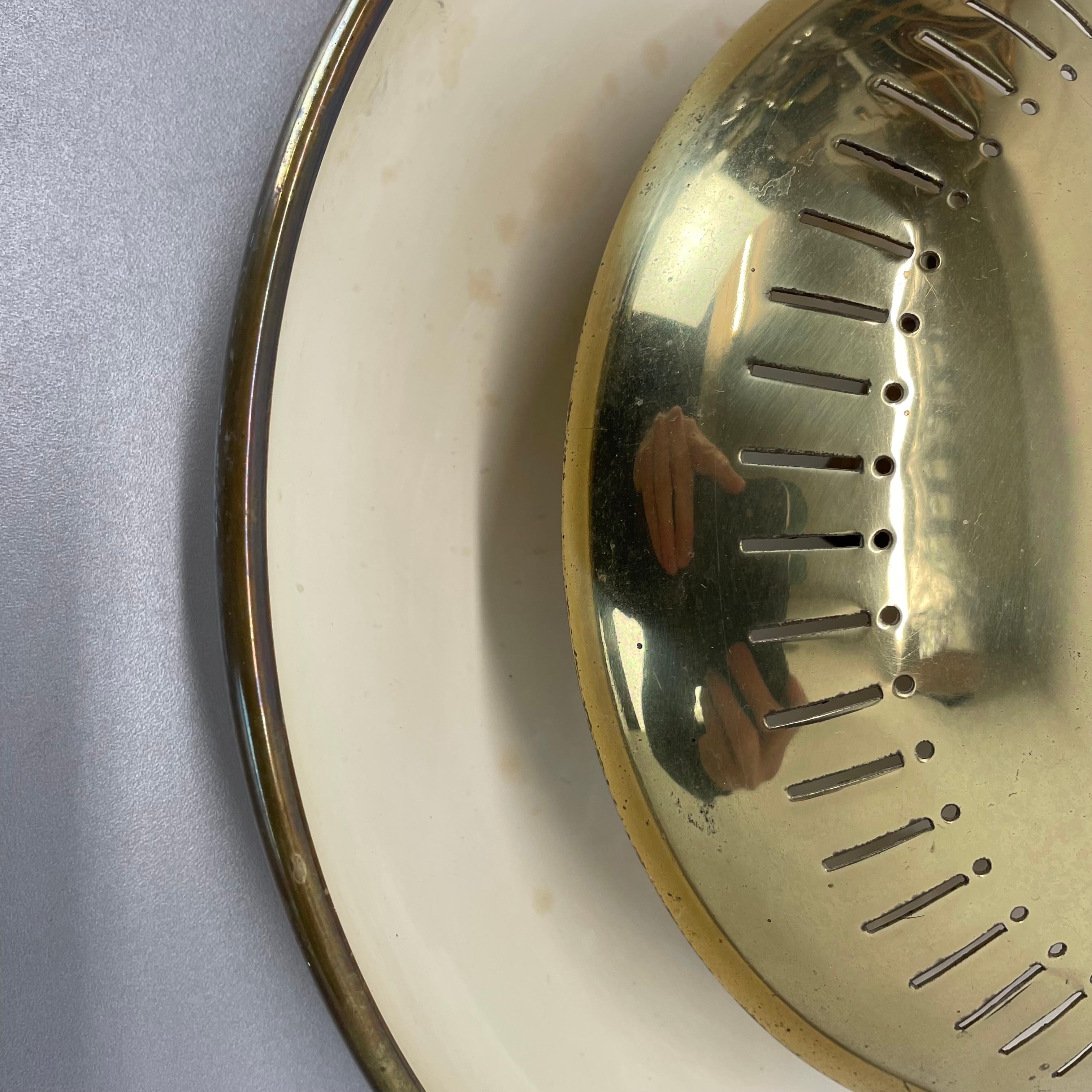 20th Century Large 30cm Brass Italian Sarfatti Style Theatre Wall Ceiling Light, Italy 1950s For Sale