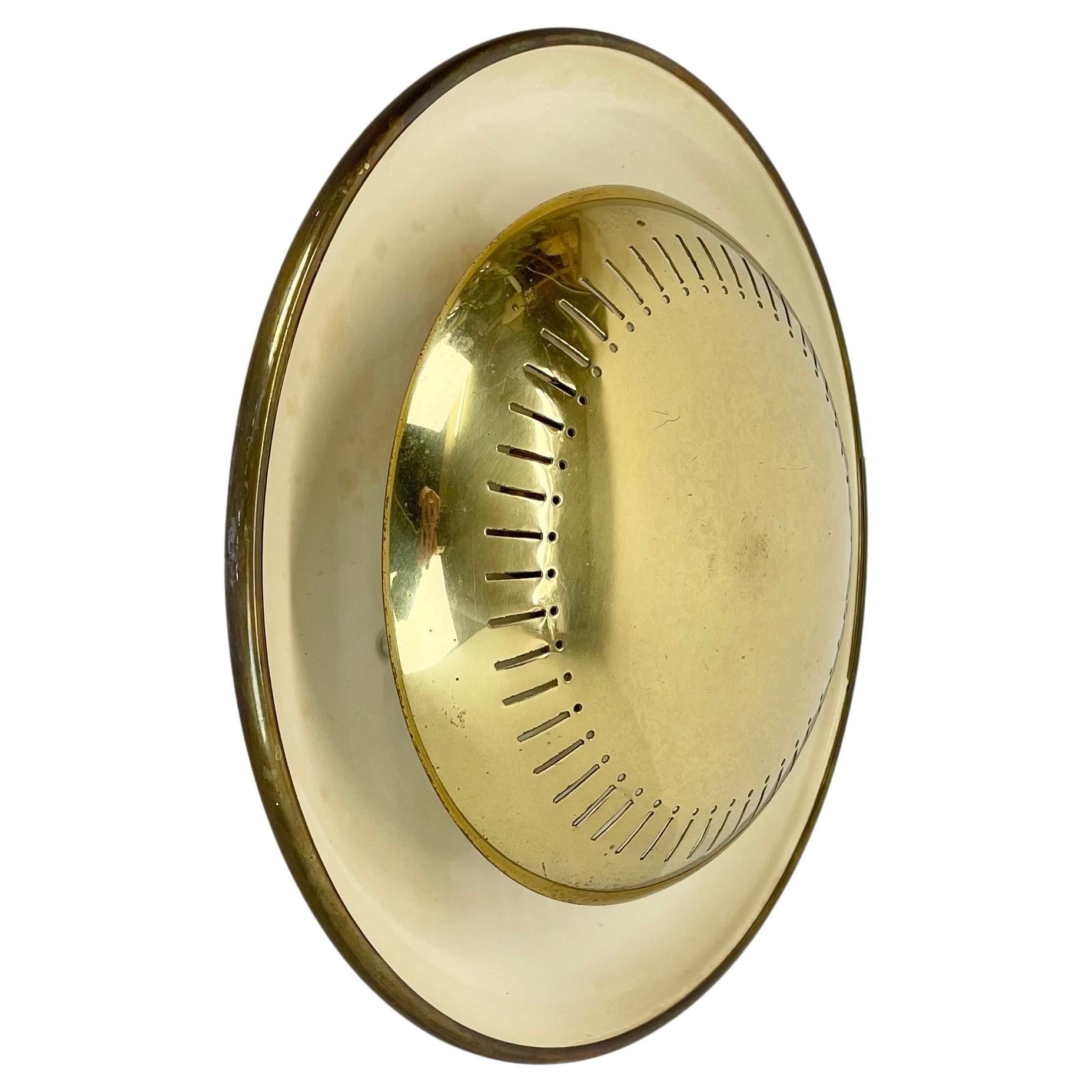 Große 30cm italienische Theater-Wandleuchte aus Messing im Sarfatti-Stil, Italien 1950er Jahre