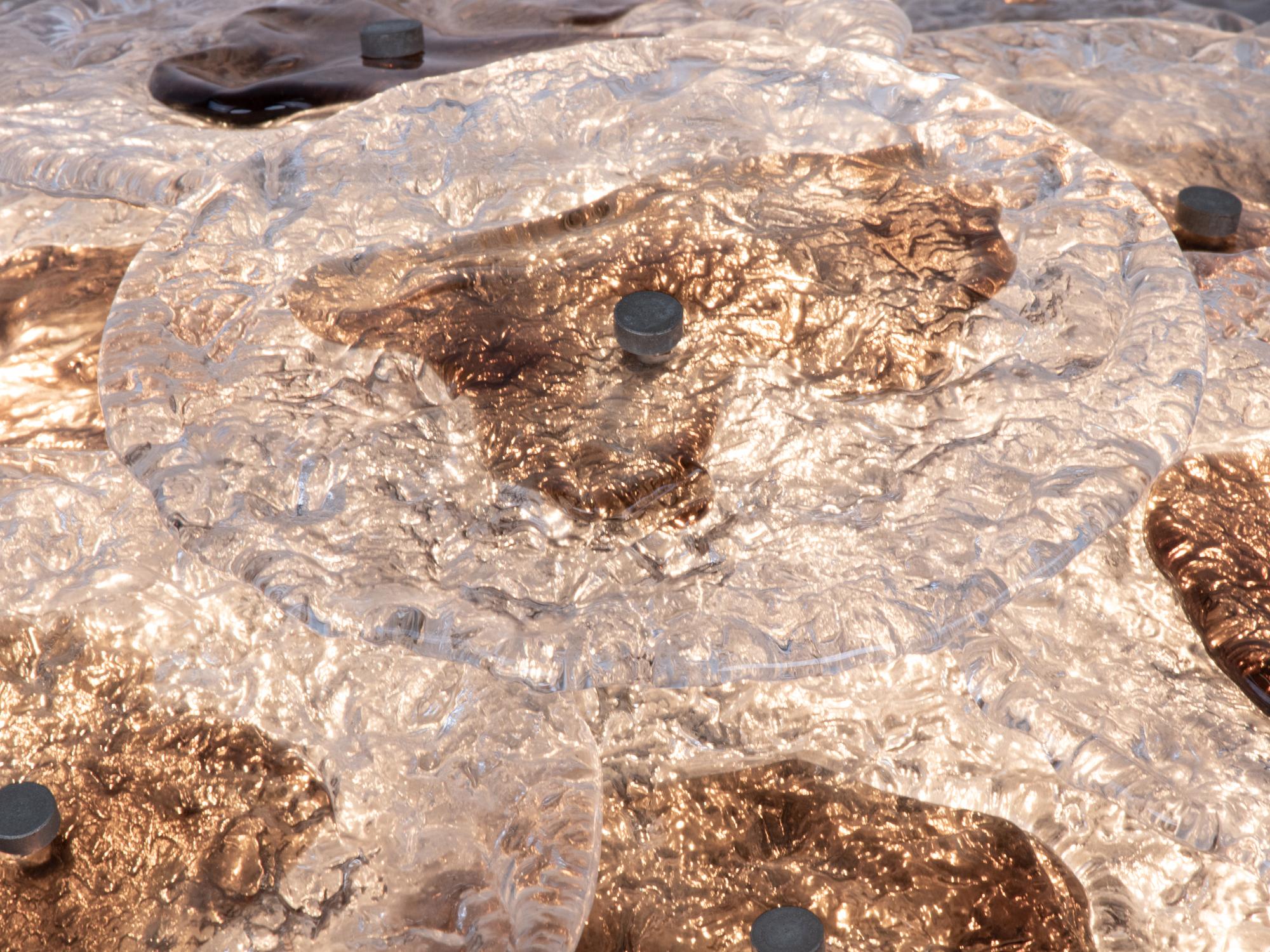 Metà XX secolo Grande applique in vetro di Murano ambrato da 31,5