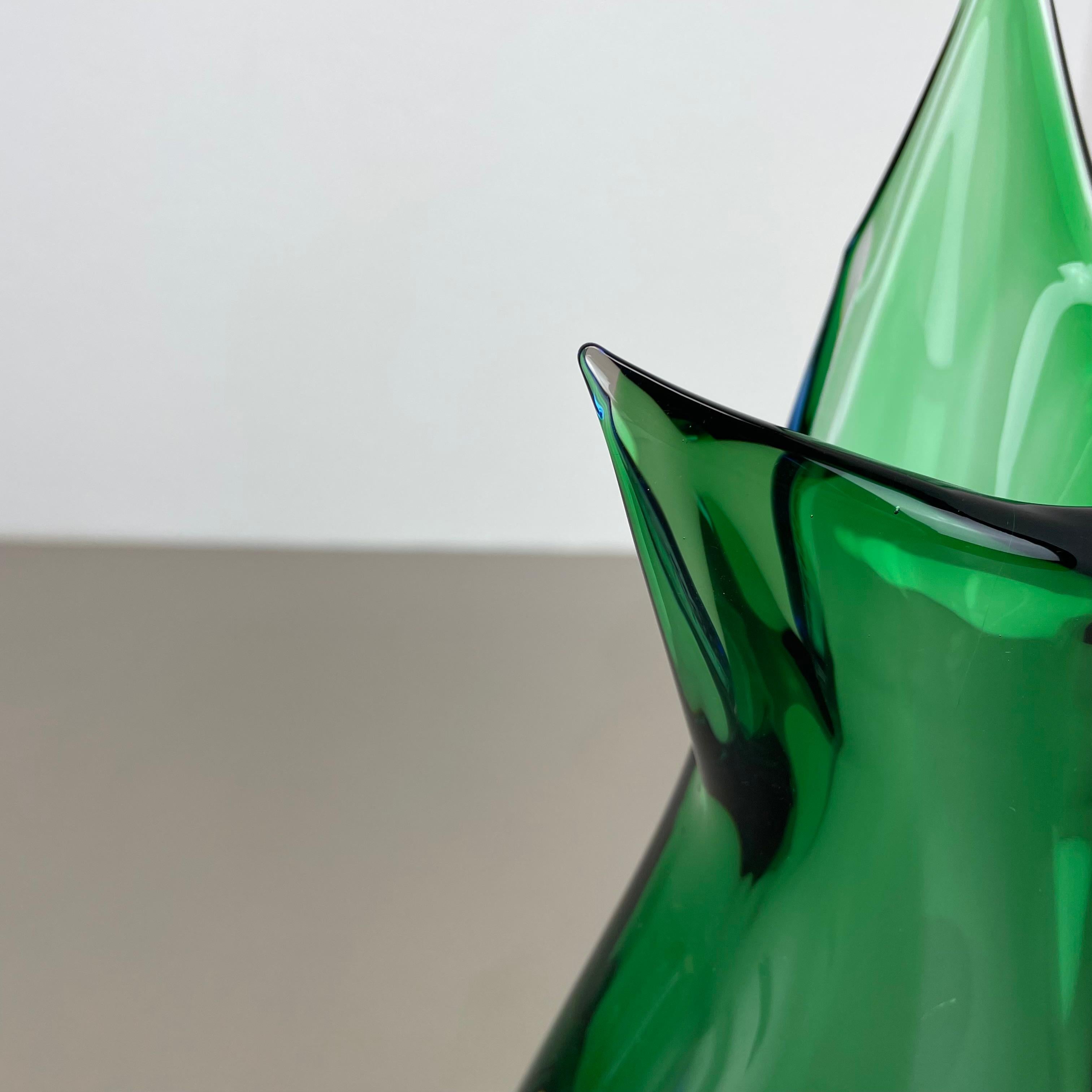 grande vaso Sommerso in vetro di Murano verde da 31 cm di Flavio Poli Attr., Italia, 1970 in vendita 5