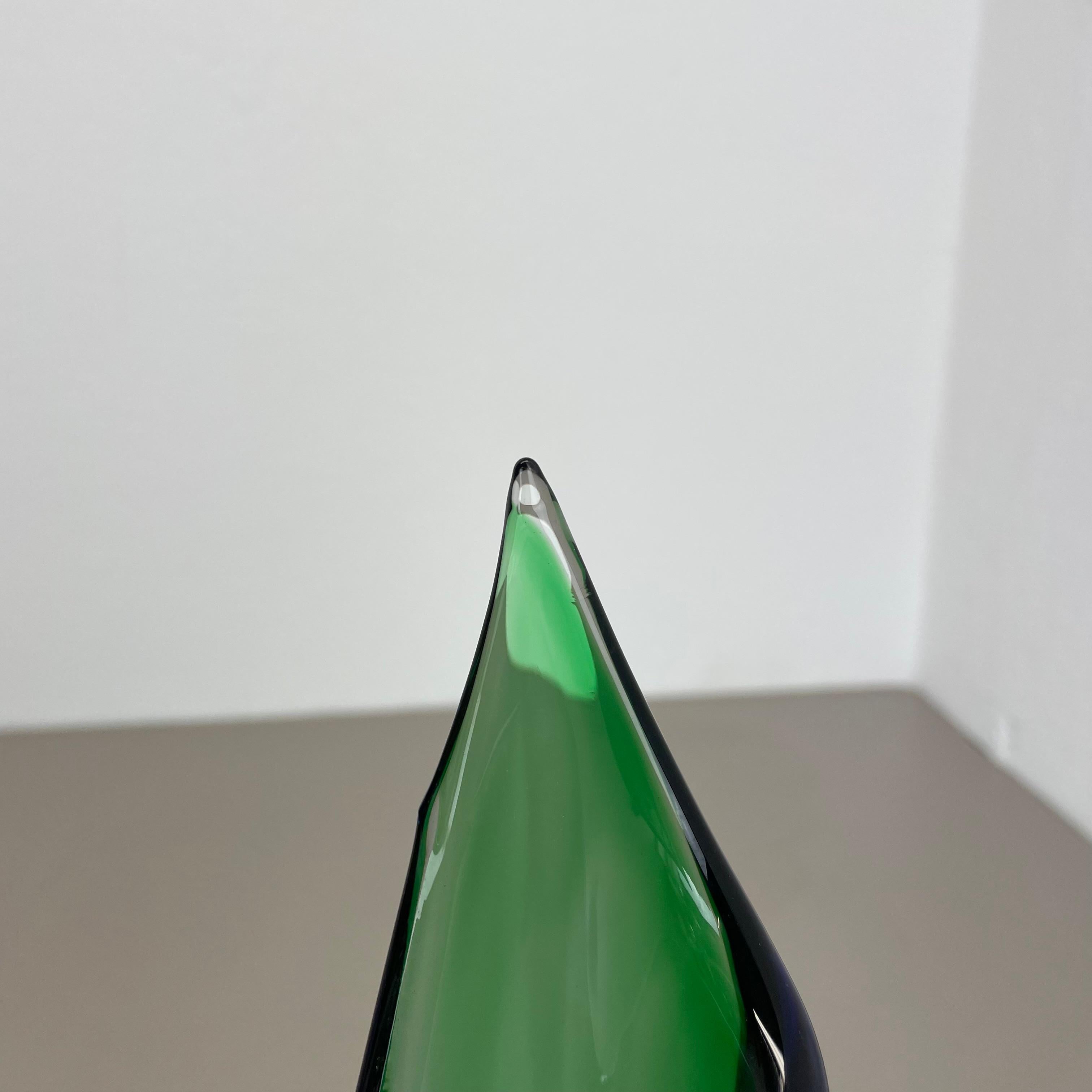 grande vaso Sommerso in vetro di Murano verde da 31 cm di Flavio Poli Attr., Italia, 1970 in vendita 6