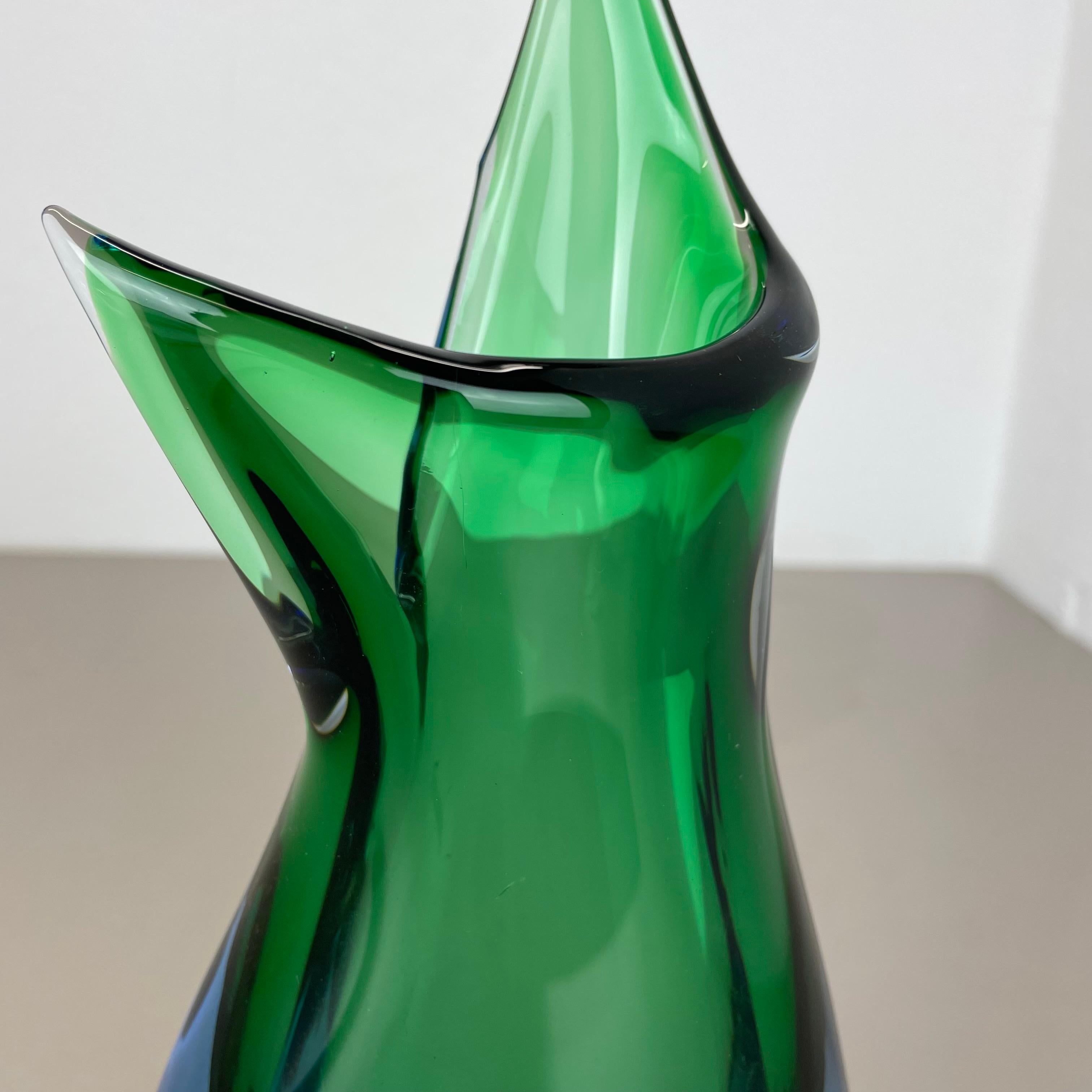 grande vaso Sommerso in vetro di Murano verde da 31 cm di Flavio Poli Attr., Italia, 1970 in vendita 7