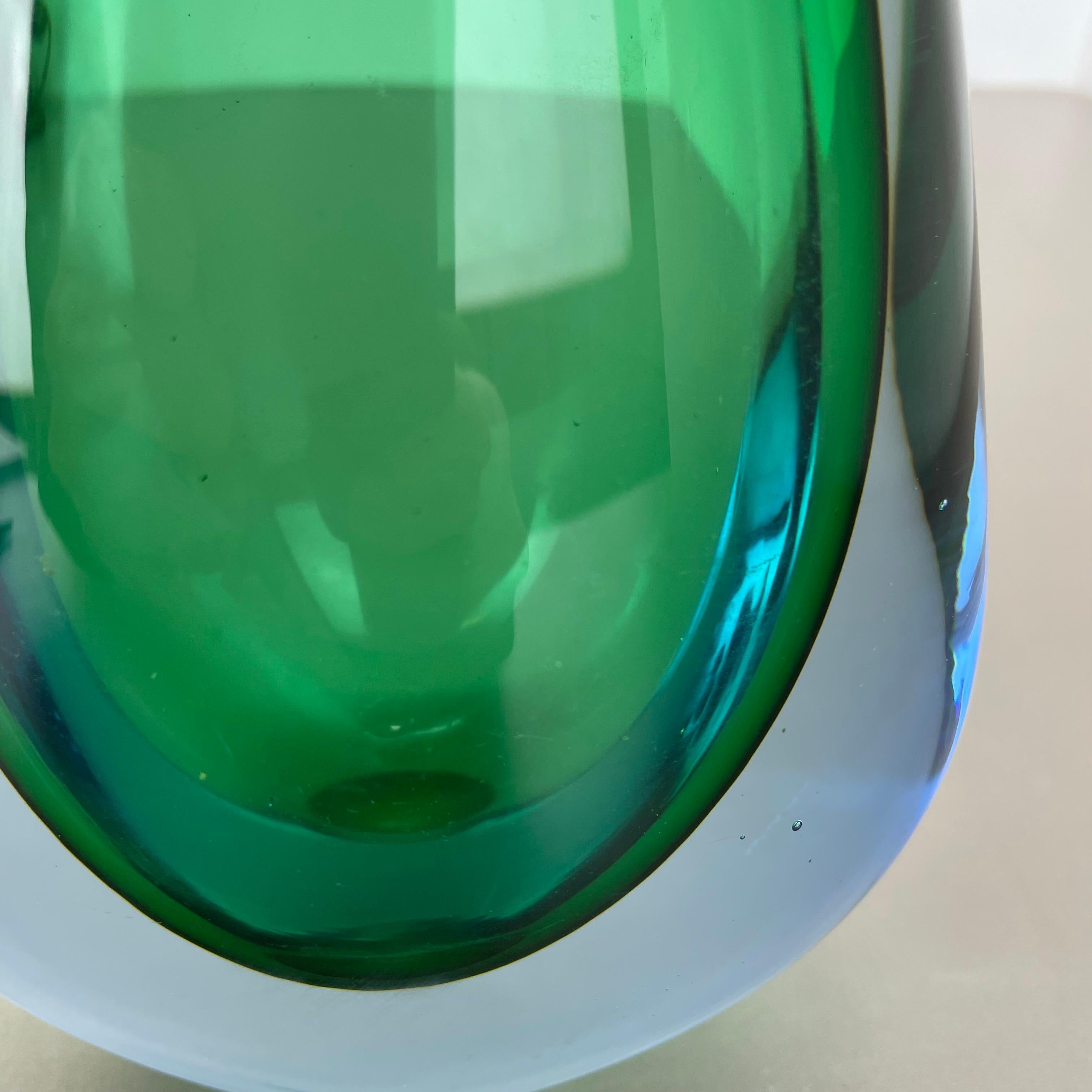 grande vaso Sommerso in vetro di Murano verde da 31 cm di Flavio Poli Attr., Italia, 1970 in vendita 9