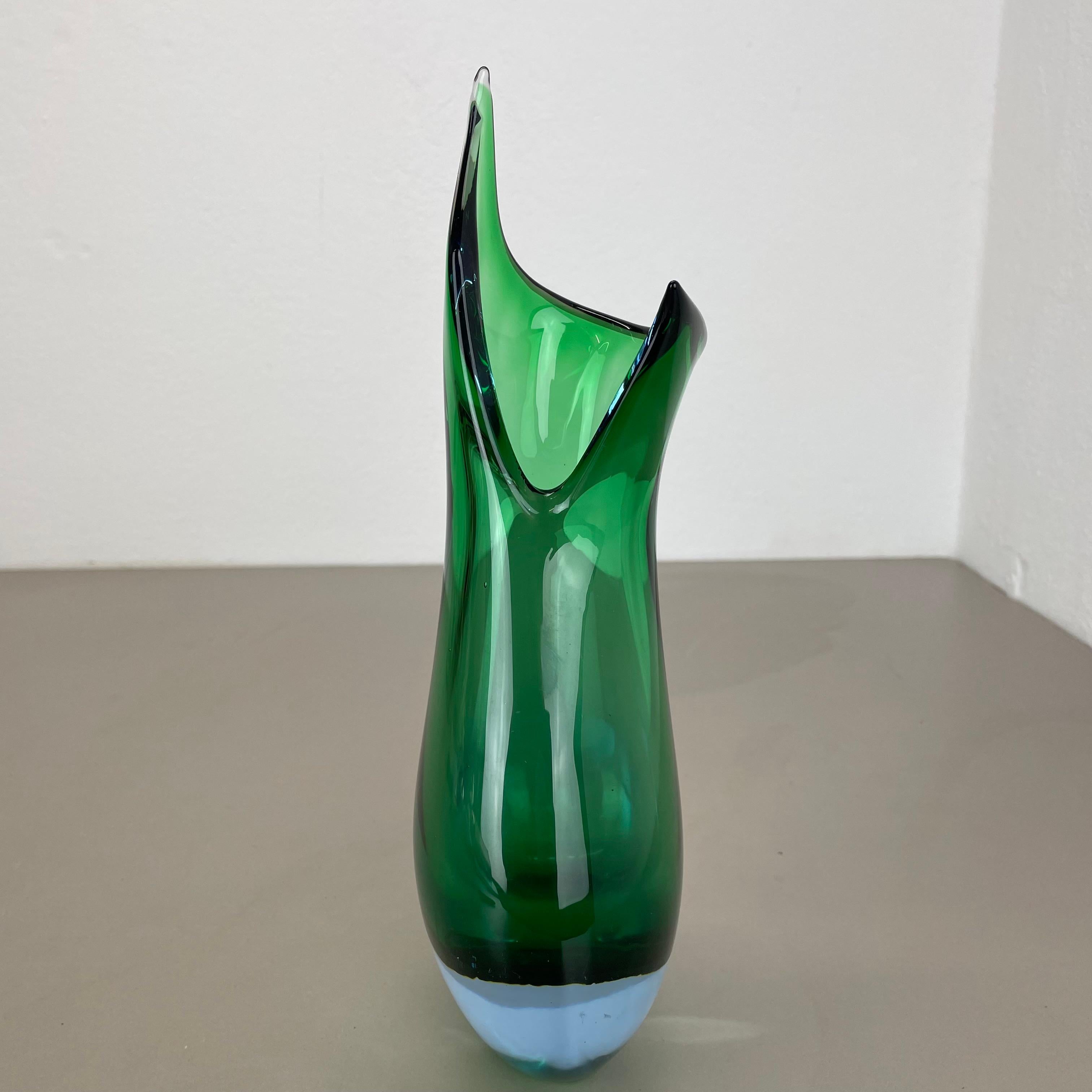 grande vaso Sommerso in vetro di Murano verde da 31 cm di Flavio Poli Attr., Italia, 1970 in vendita 11