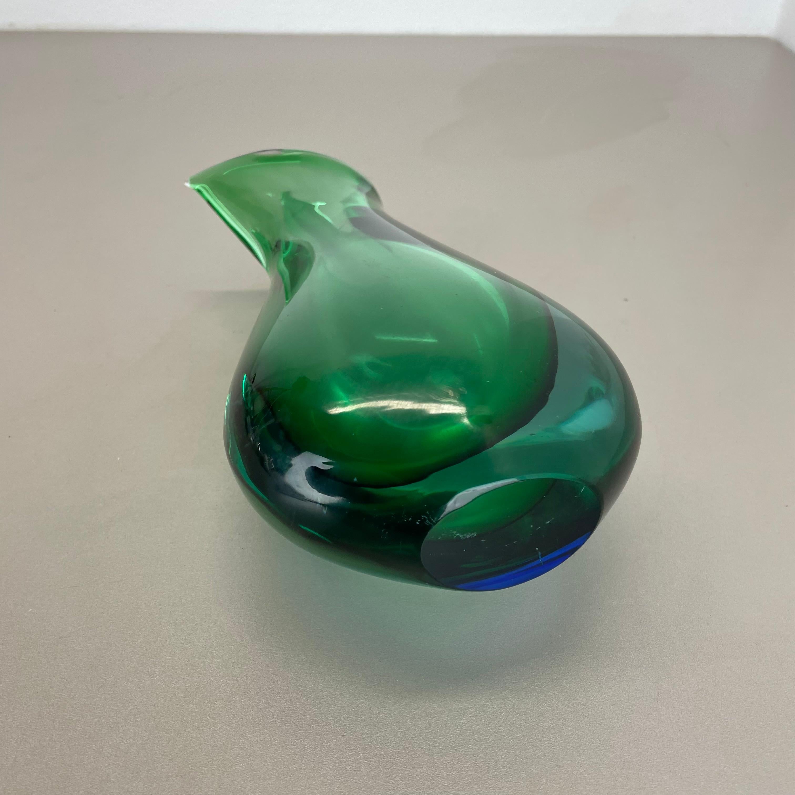 grande vaso Sommerso in vetro di Murano verde da 31 cm di Flavio Poli Attr., Italia, 1970 in vendita 12