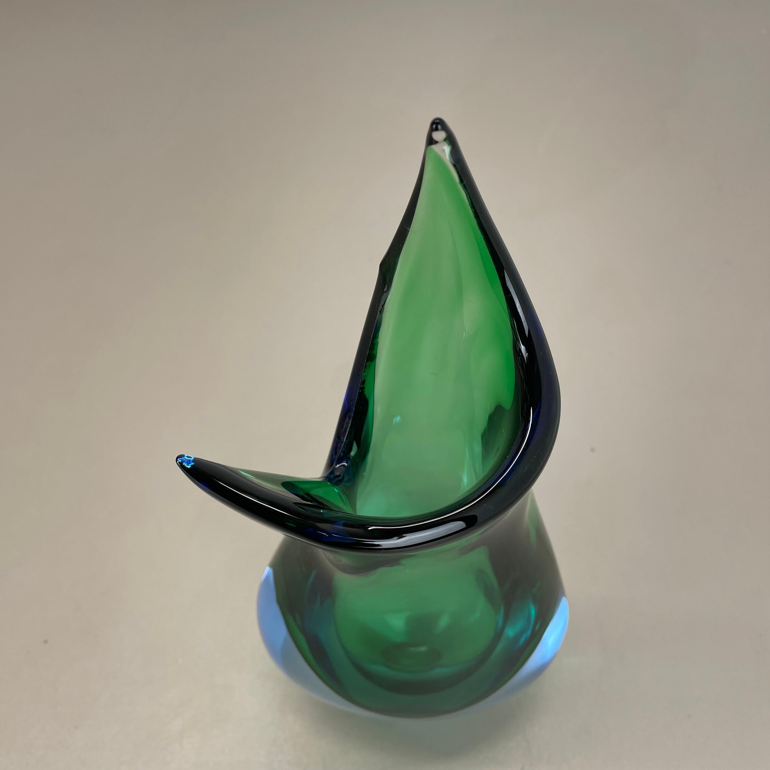 grande vaso Sommerso in vetro di Murano verde da 31 cm di Flavio Poli Attr., Italia, 1970 in vendita 2