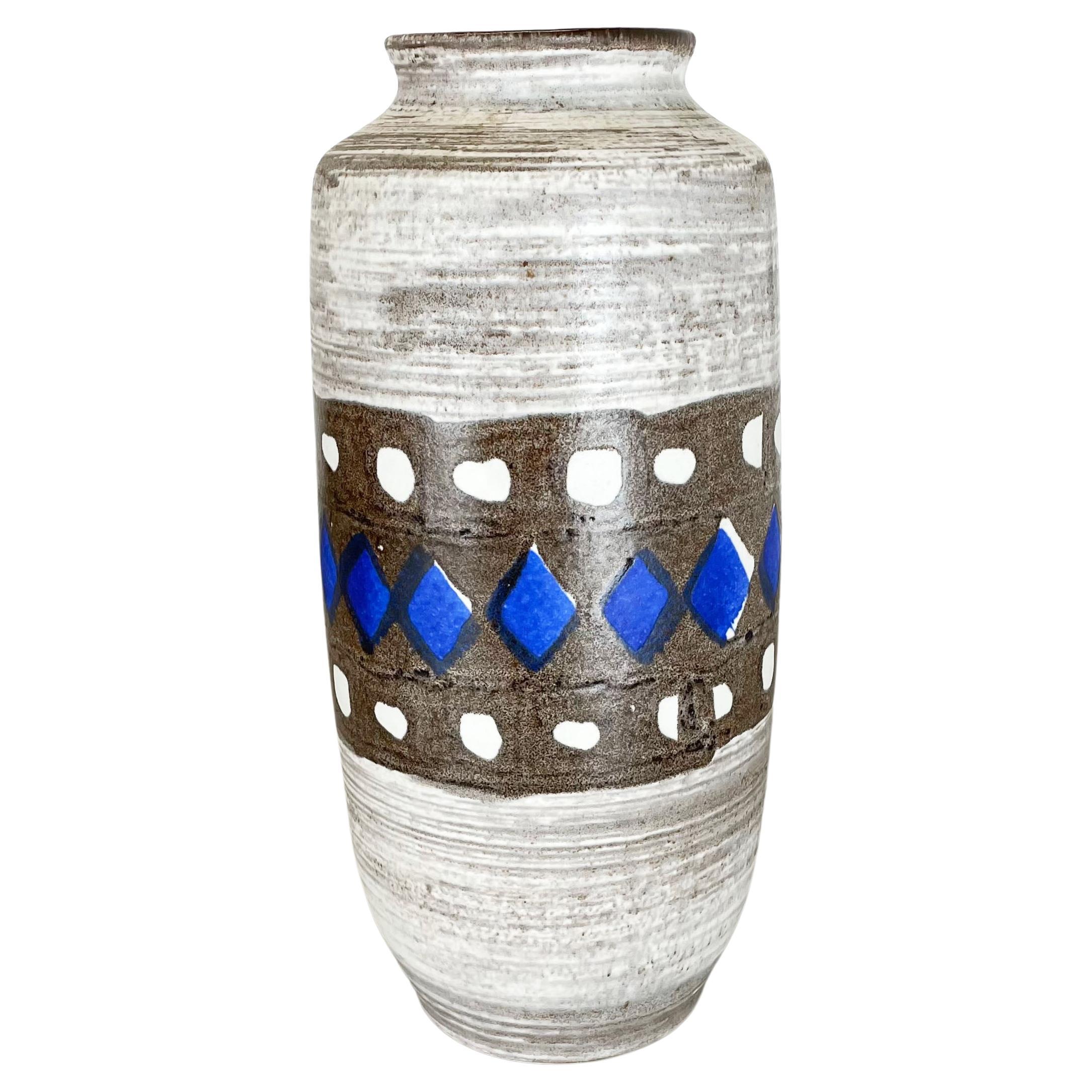 Keramikvase Bali 37 cm hoch sandfarben mit silber Waffeldekor 21 3150B 