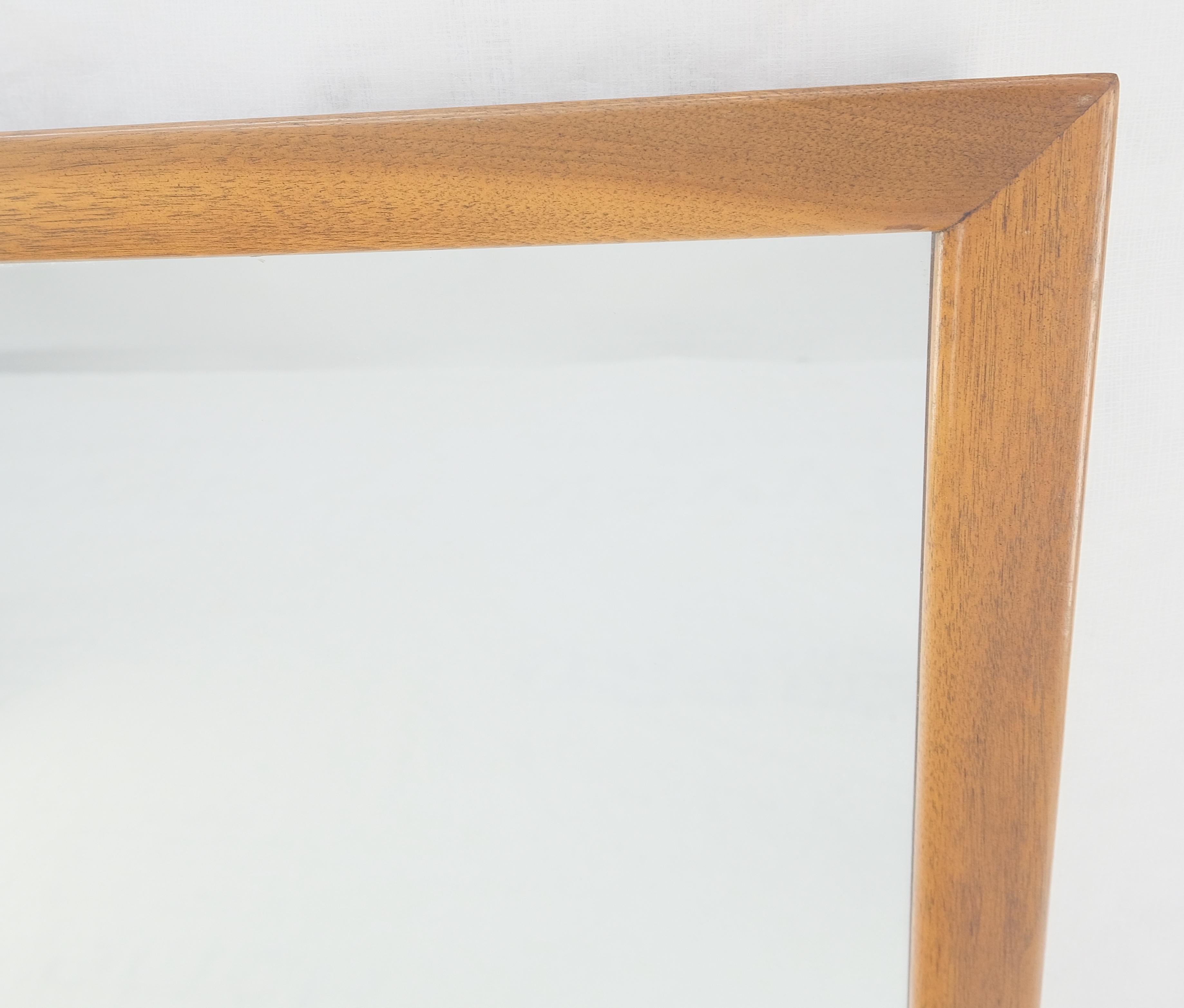 Mid-Century Modern Large 31x43 Rectangle American Light Walnut Solid Wall Mirror MINT For Sale