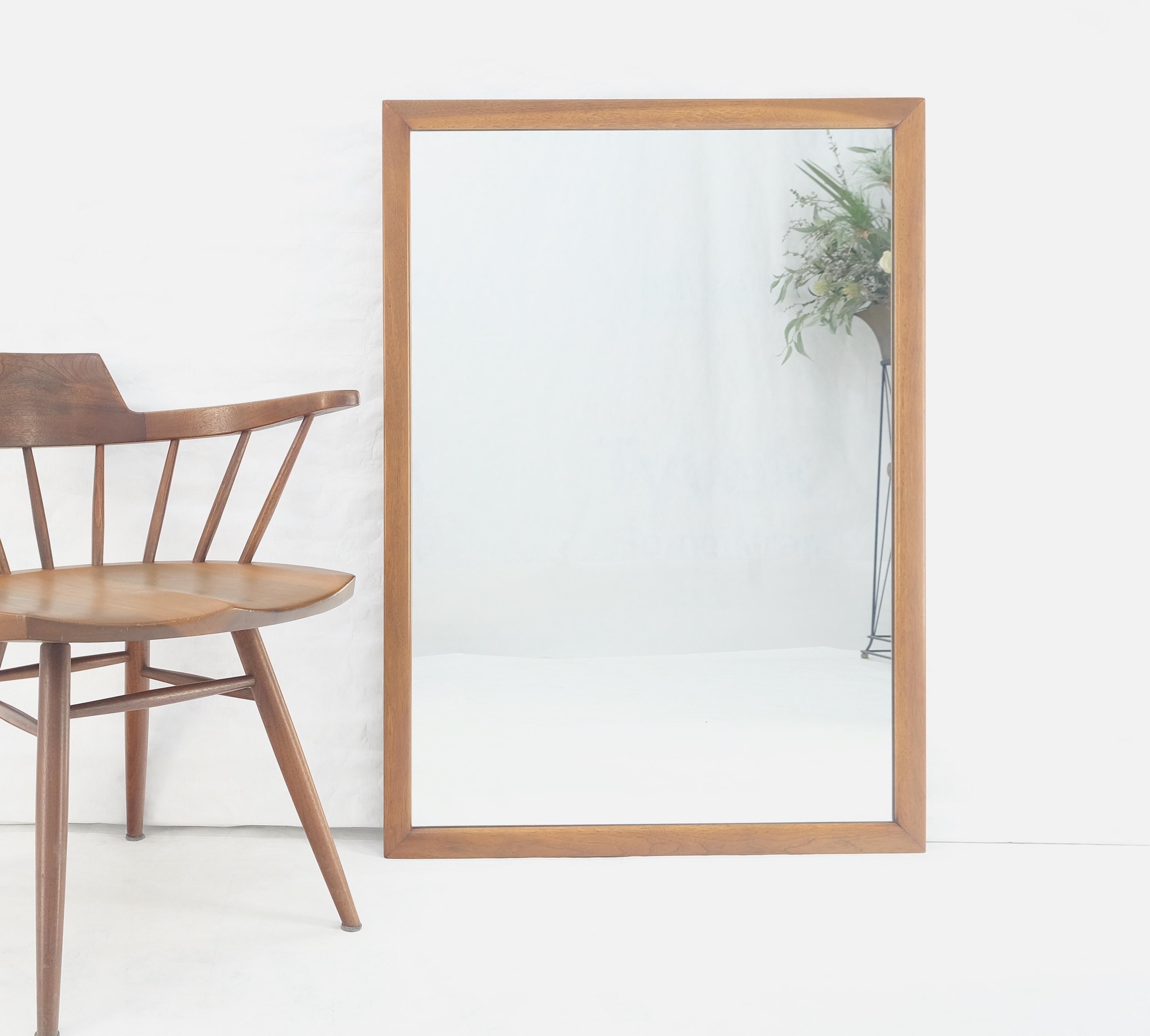 Lacquered Large 31x43 Rectangle American Light Walnut Solid Wall Mirror MINT For Sale