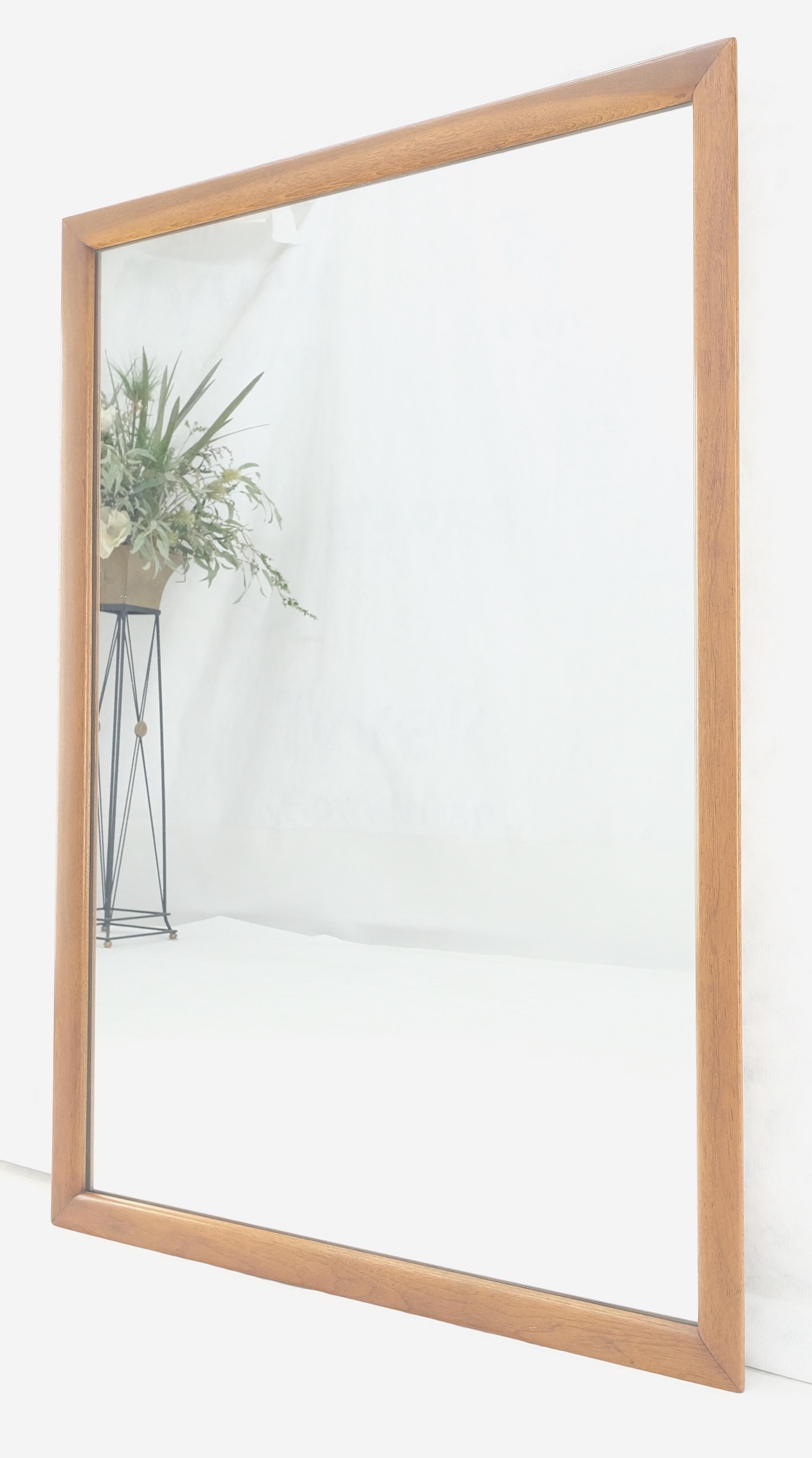 Large 31x43 Rectangle American Light Walnut Solid Wall Mirror MINT In Excellent Condition For Sale In Rockaway, NJ