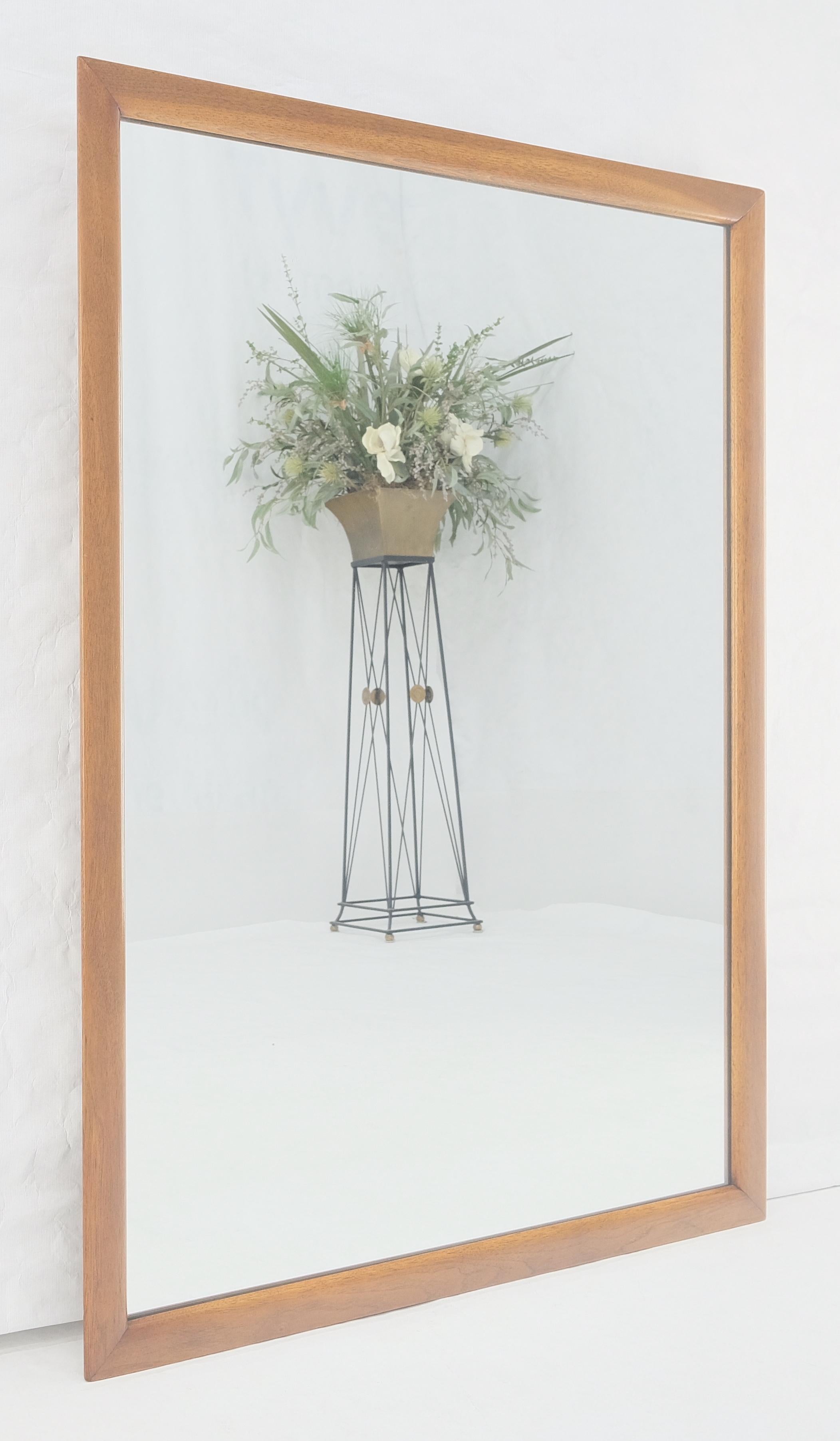 Large 31x43 Rectangle American Light Walnut Solid Wall Mirror MINT For Sale 1