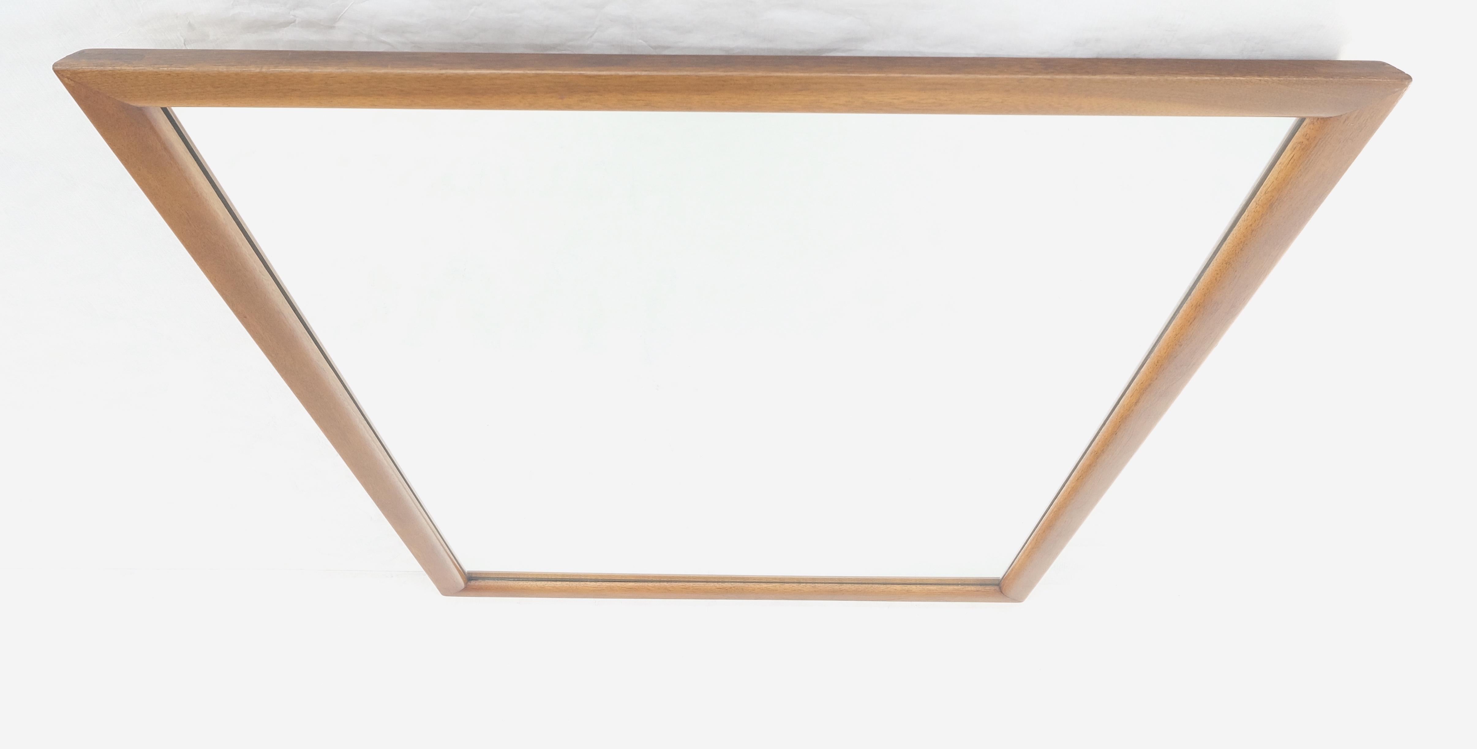 Large 31x43 Rectangle American Light Walnut Solid Wall Mirror MINT For Sale 2