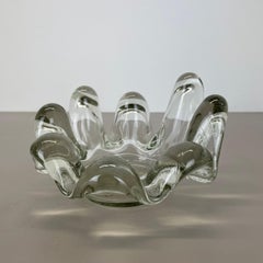 Großer 3,2kg Lucid Glas "Brutalist" Schale Element Muschel Aschenbecher, FRANKREICH, 1970er