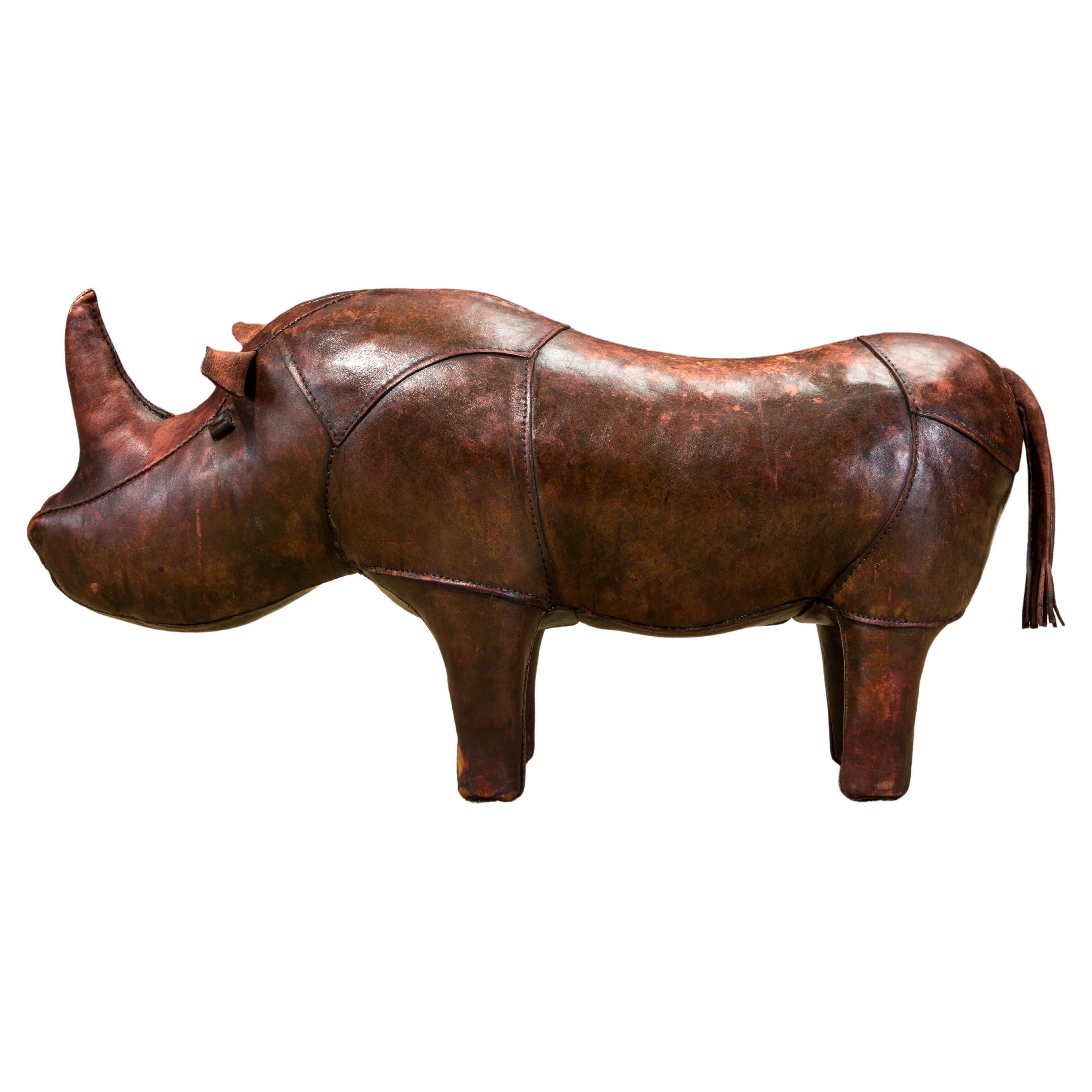 Large 33" Leather Rhino Stool by Dimitri Omersa for Abercrombie & Fitch