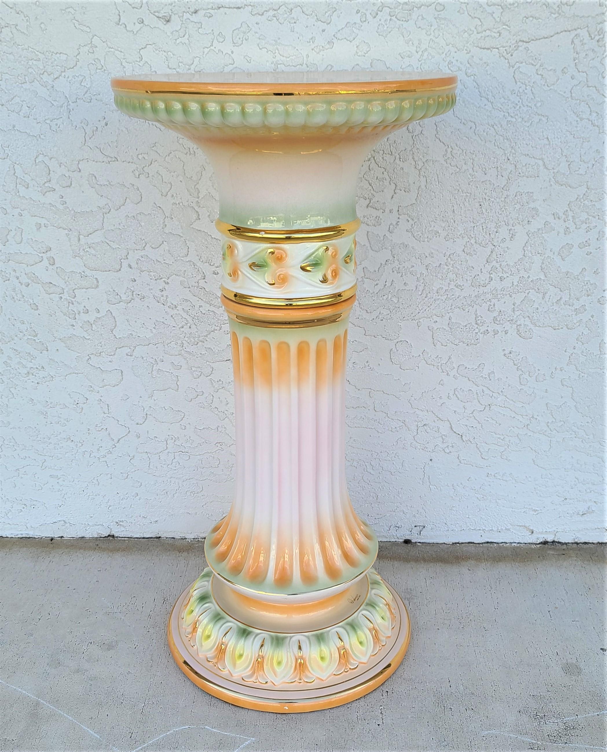 Neoclassical Large Signed Italian Porcelain Display Column Stand