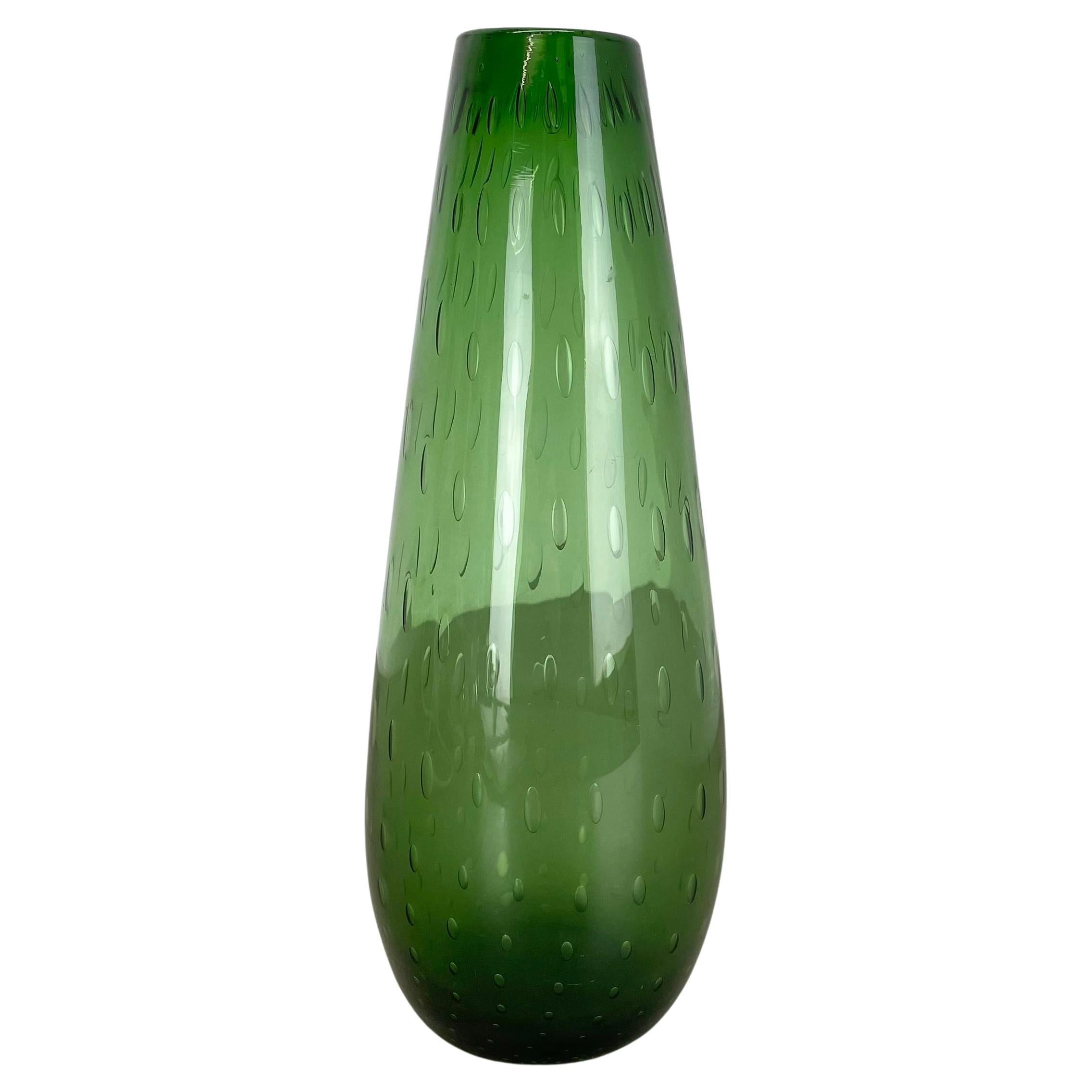 large 33cm Murano Glass Bullicante Bubble "Green" Vase Element, Italy, 1970s For Sale