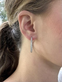 Large 3.5 Carat Diamond Hoop Earrings 14K White Gold