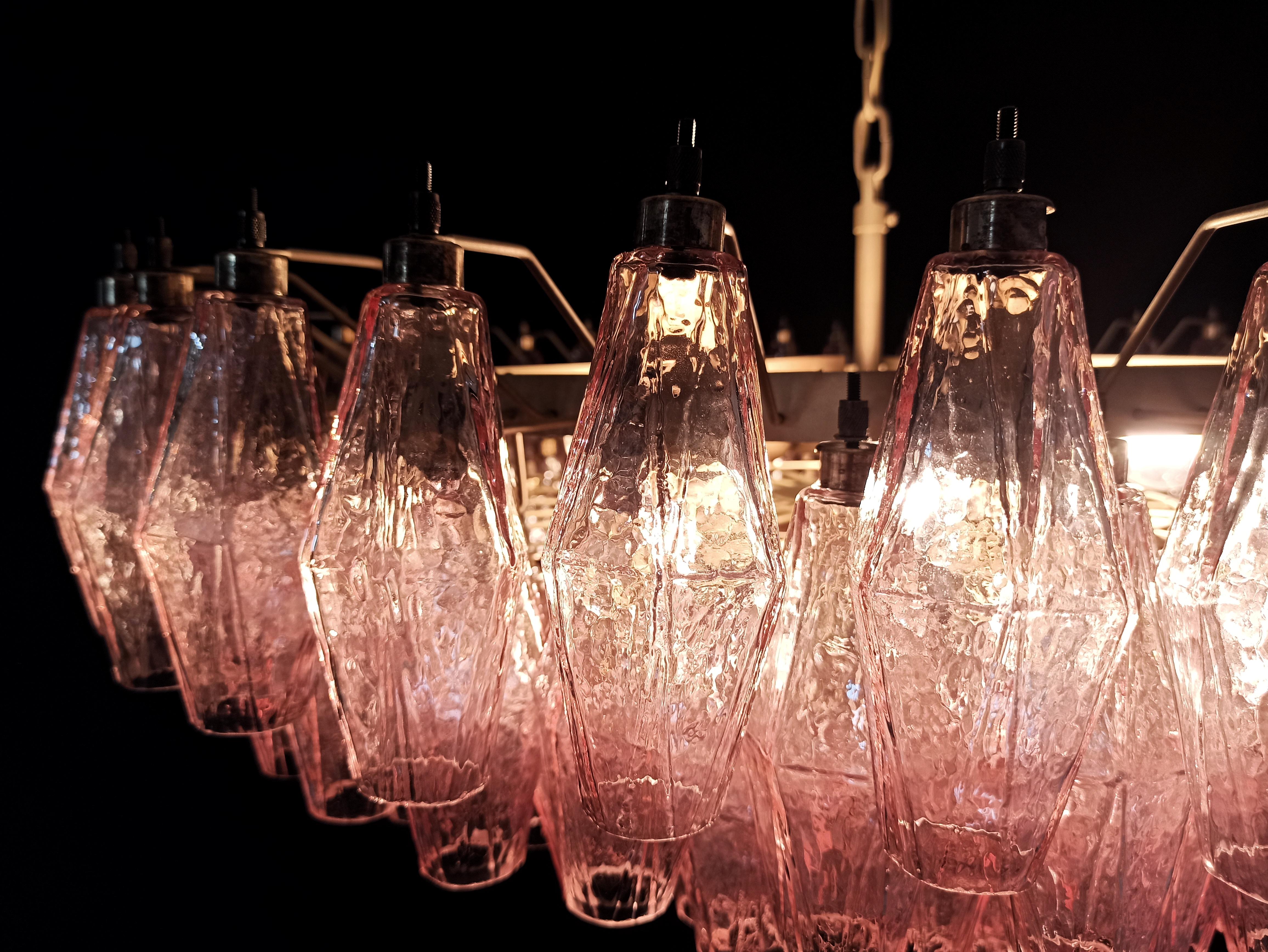 Large 35.4” Eclectic Pink Murano Chandelier in the style of Carlo Scarpa. For Sale 9